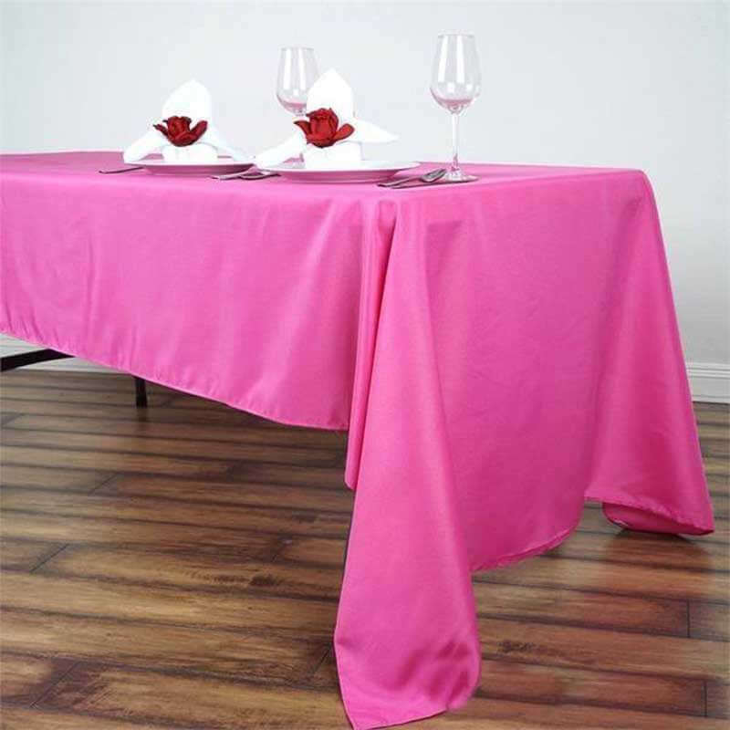 Wrinkle-Resistant 60x126 Rectangle Fuchsia Polyester Table Cover
