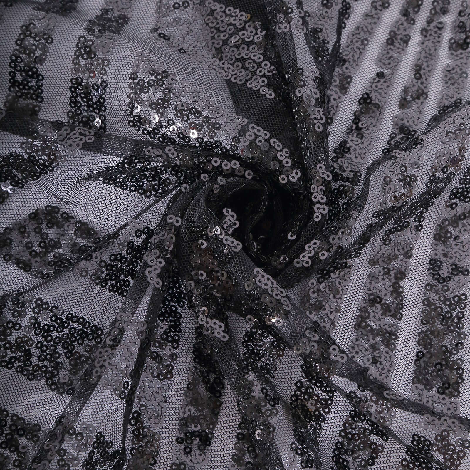 Black Diamond Glitz Sequin 72 Square Table Overlay Tablecloth