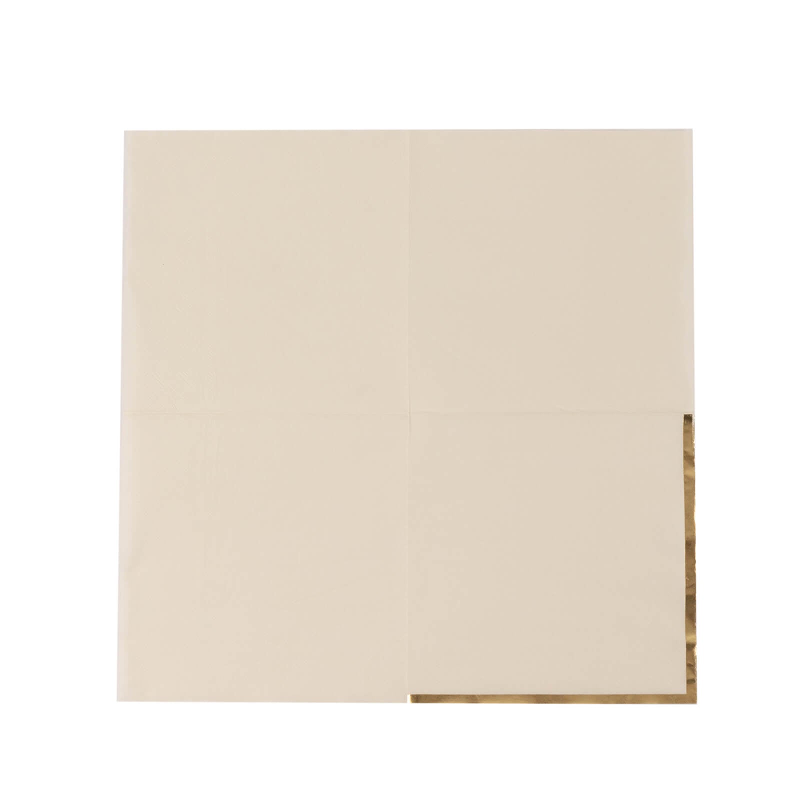 Hot Deal! 50-Pack Disposable 2-Ply Ivory Cocktail Paper Napkins with Gold Foil Edge, 6.5x6.5