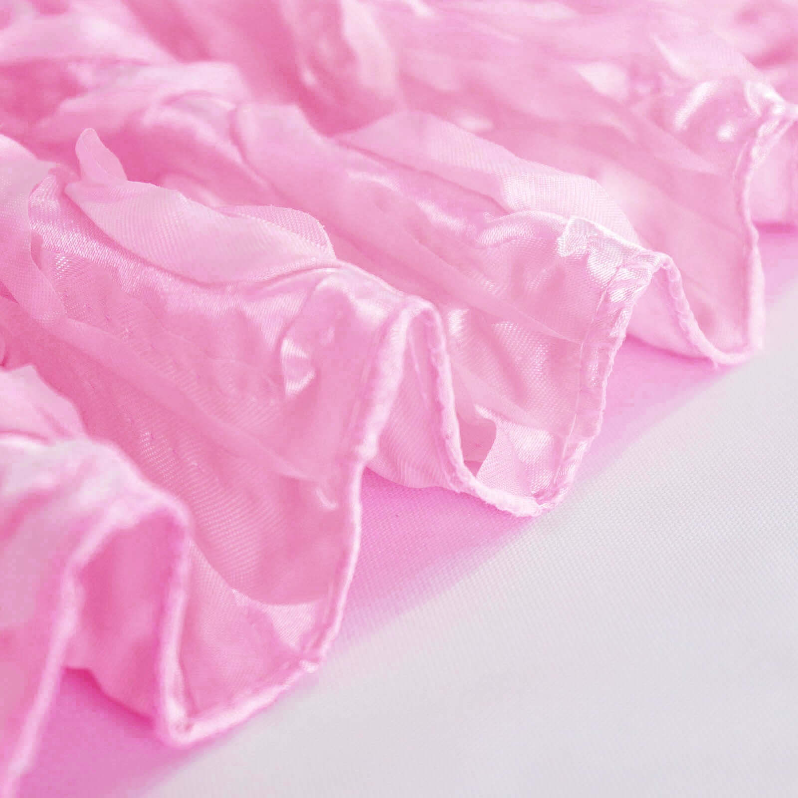 Pink 72x72 Satin Square Table Overlay with 3D Rosette Design