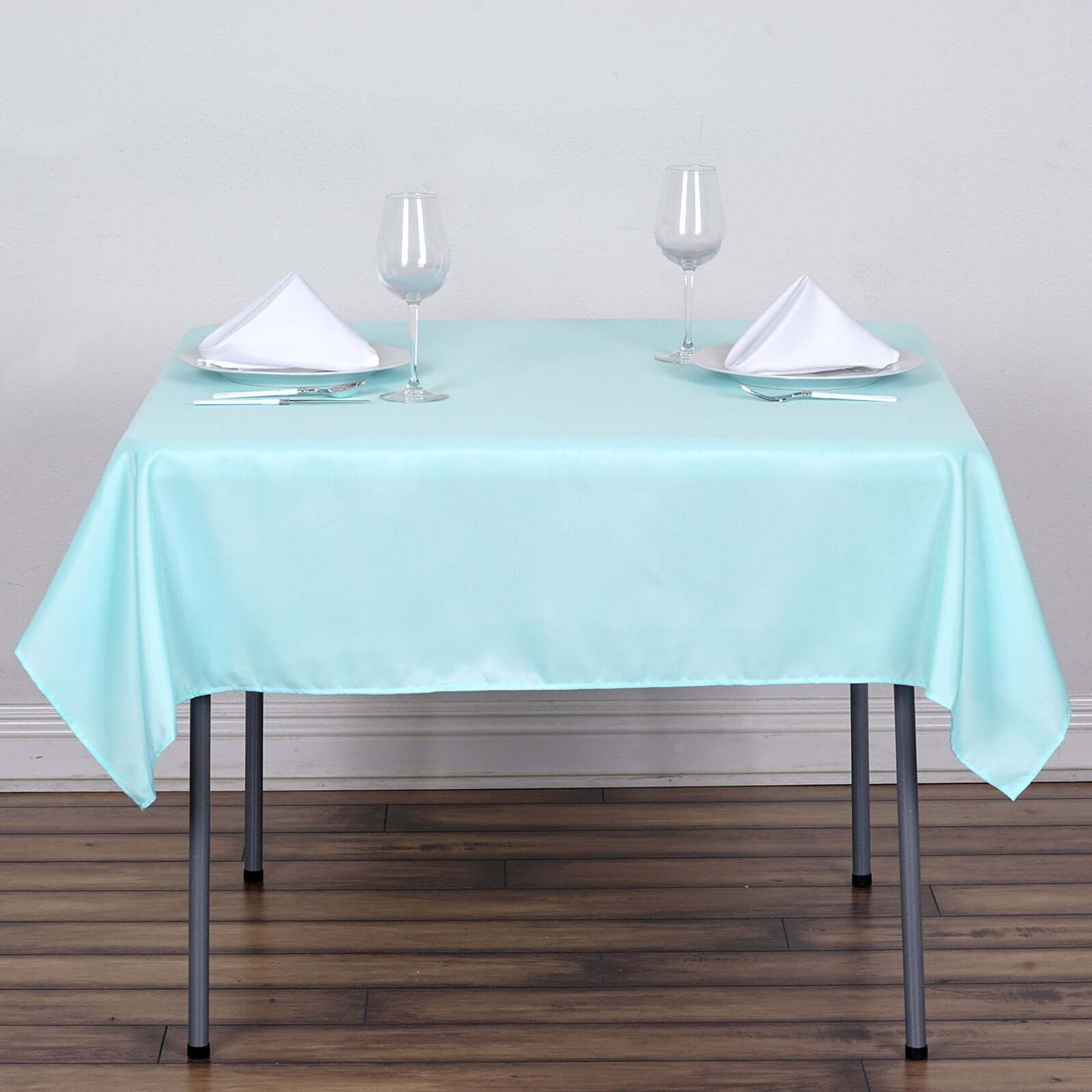 Light Blue Wrinkle-Resistant & Durable 54x54 Polyester Square Table Overlay