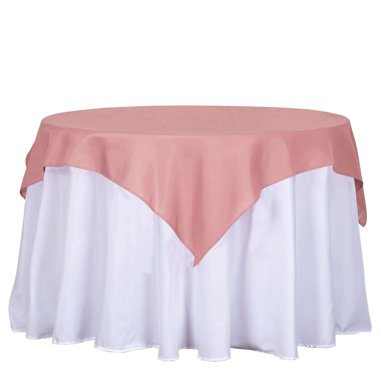 Dusty Rose Polyester 54x54 Wrinkle-Resistant & Durable Square Table Overlay - Ideal for Events!