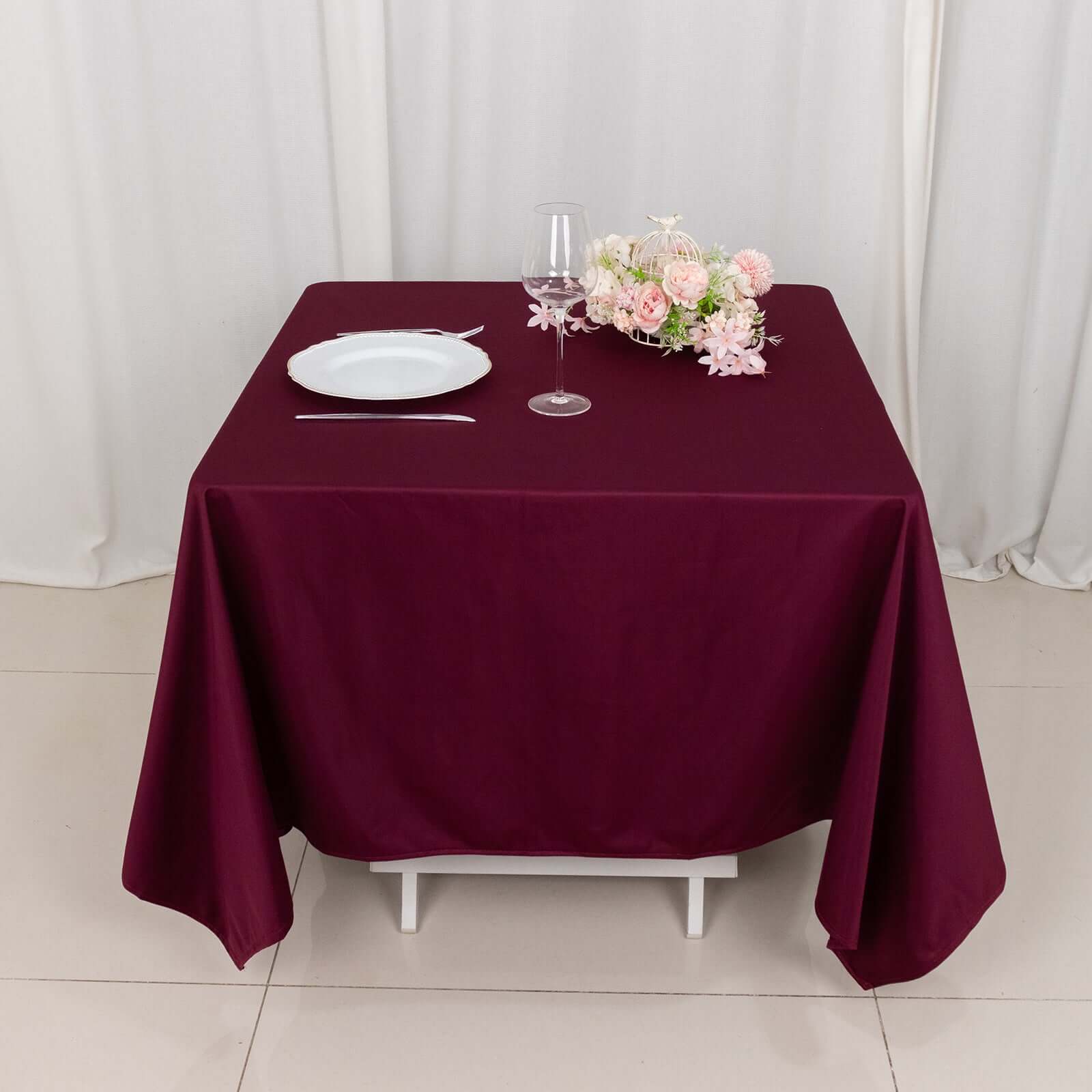 Burgundy 70x70 Premium Wrinkle-Free & Stain-Resistant Scuba Square Tablecloth