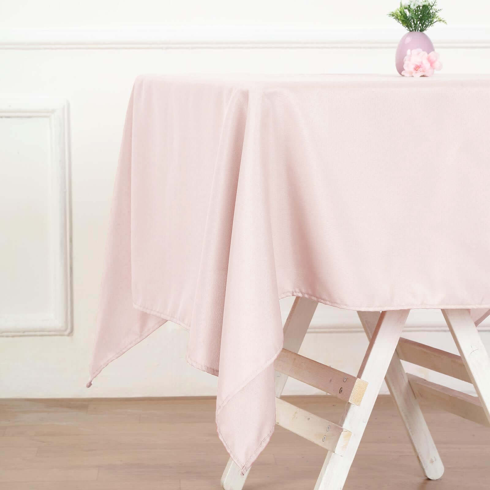 Blush 54x54 Polyester Square Table Overlay - Wrinkle-Resistant & Durable