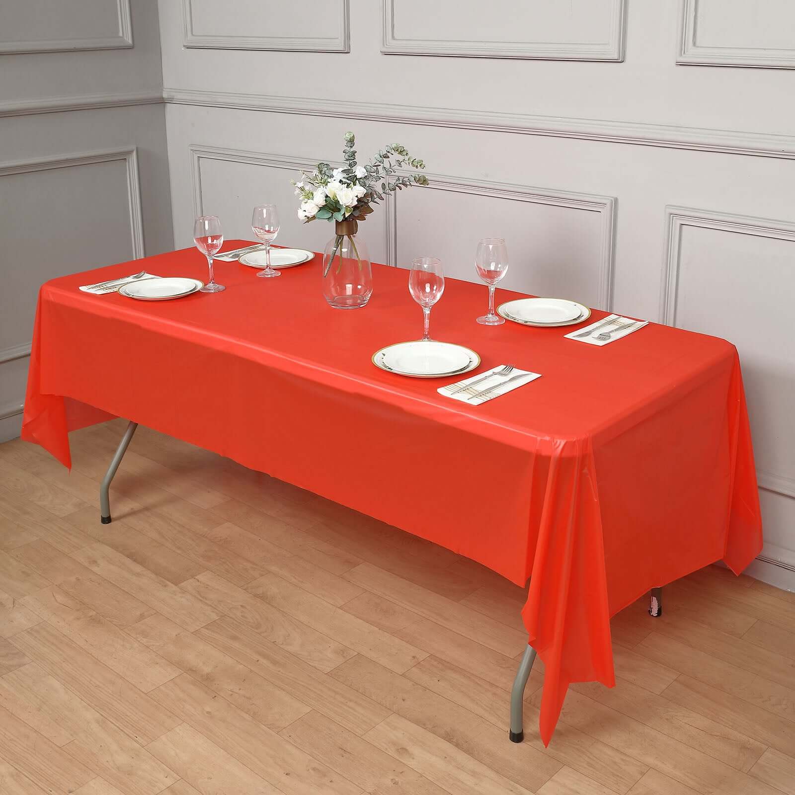 Hot Deal! 5-Pack Red PVC Disposable Rectangle Table Covers 54x108
