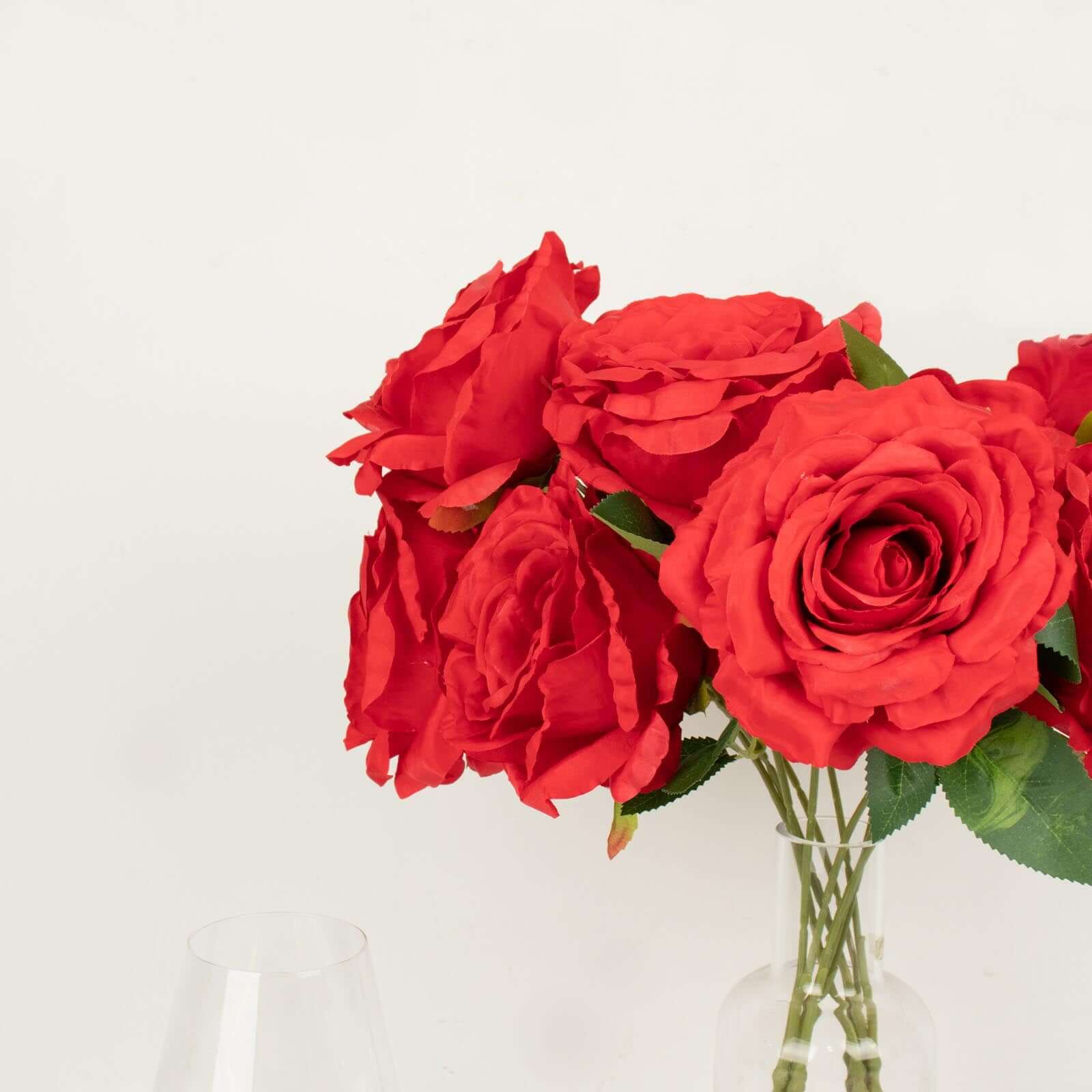 17-inch Red Premium Silk Jumbo Rose Flower Bouquet: 2 Bushes for Stunning Decor