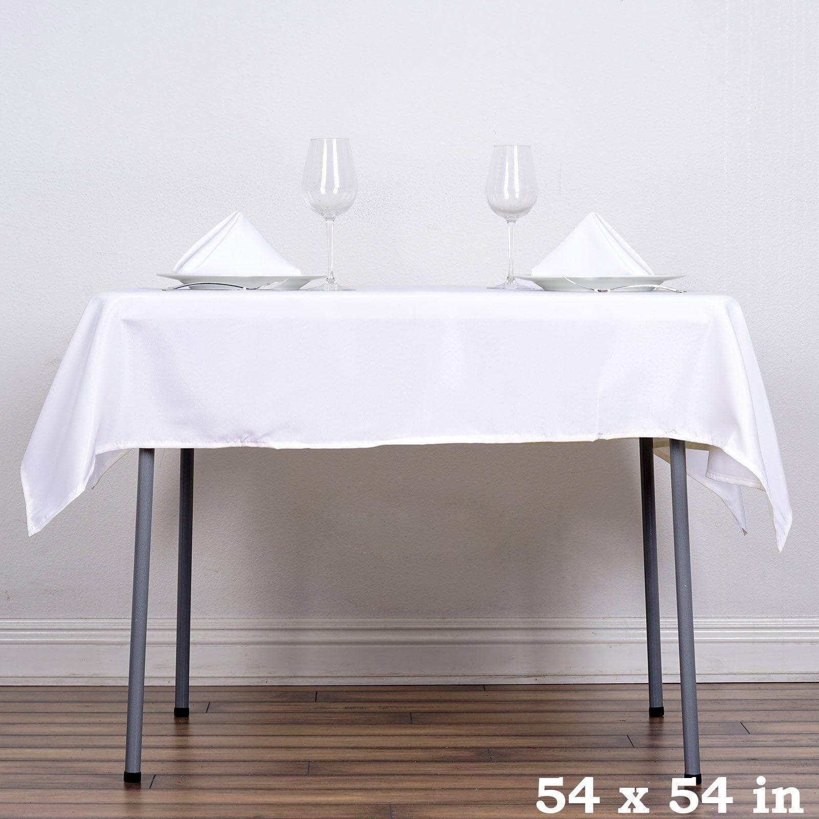 White 54x54 Polyester Square Table Overlay - Wrinkle-Resistant, Durable for Events