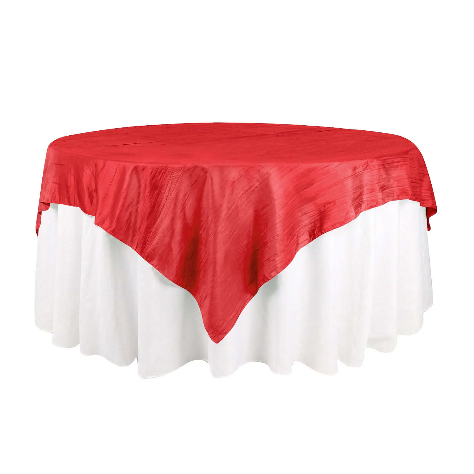 Hot Deal! Red Crinkle Taffeta 72x72 Square Table Overlay