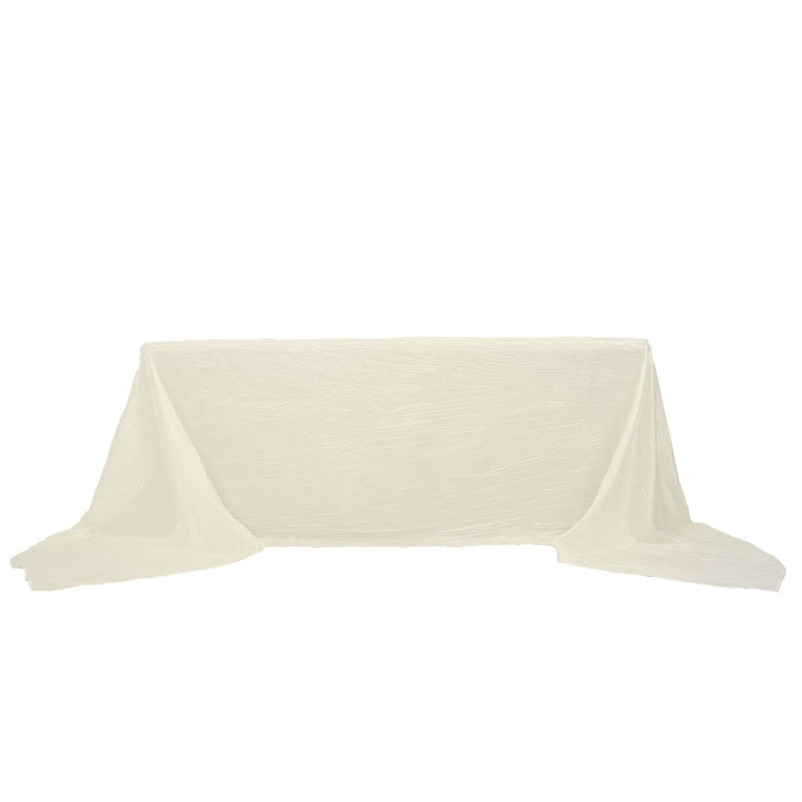 Ivory Crinkle Taffeta Rectangle Tablecloth 90x156 - Seamless Accordion Design