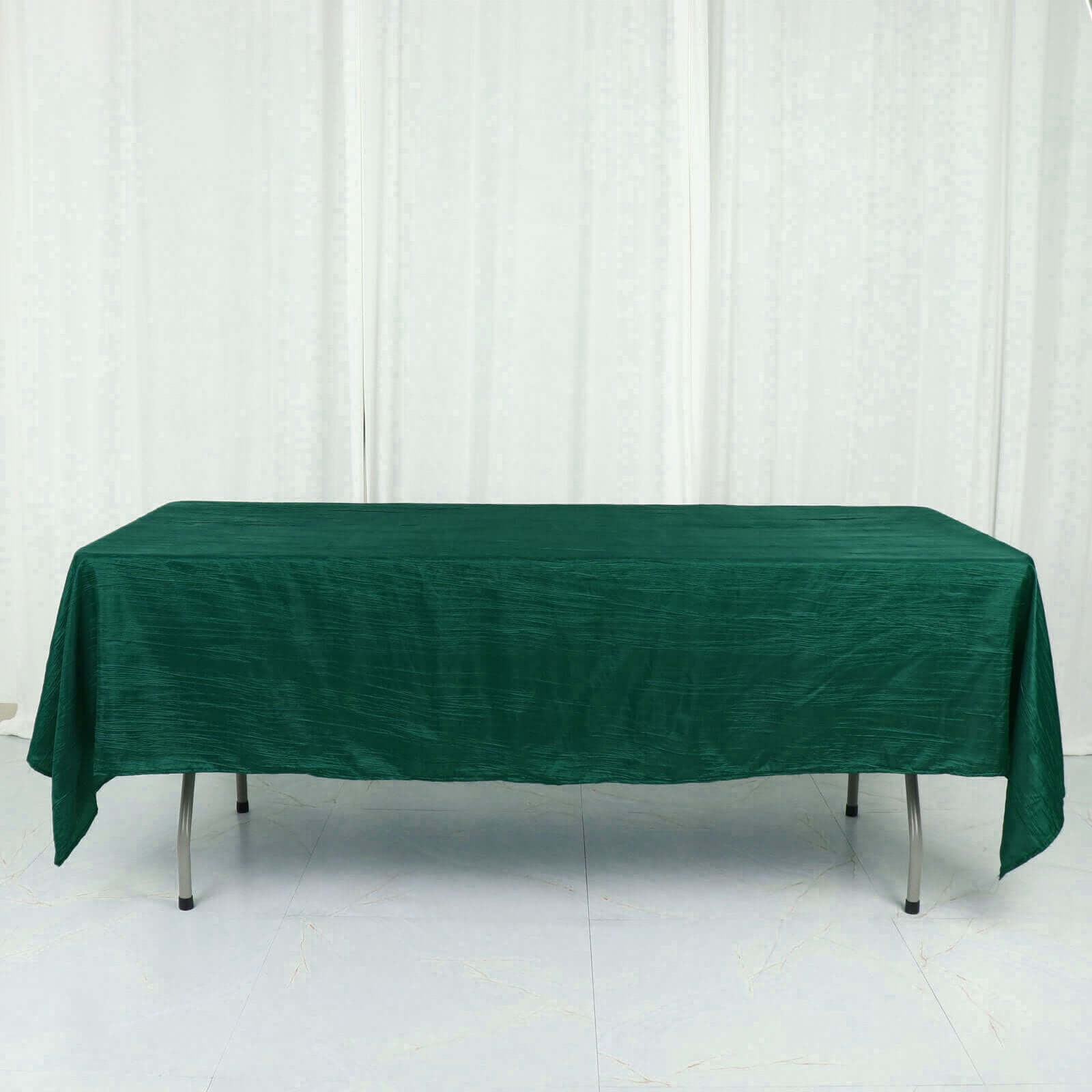 Hunter Emerald Green Crinkle Taffeta Rectangle Tablecloth 60x102