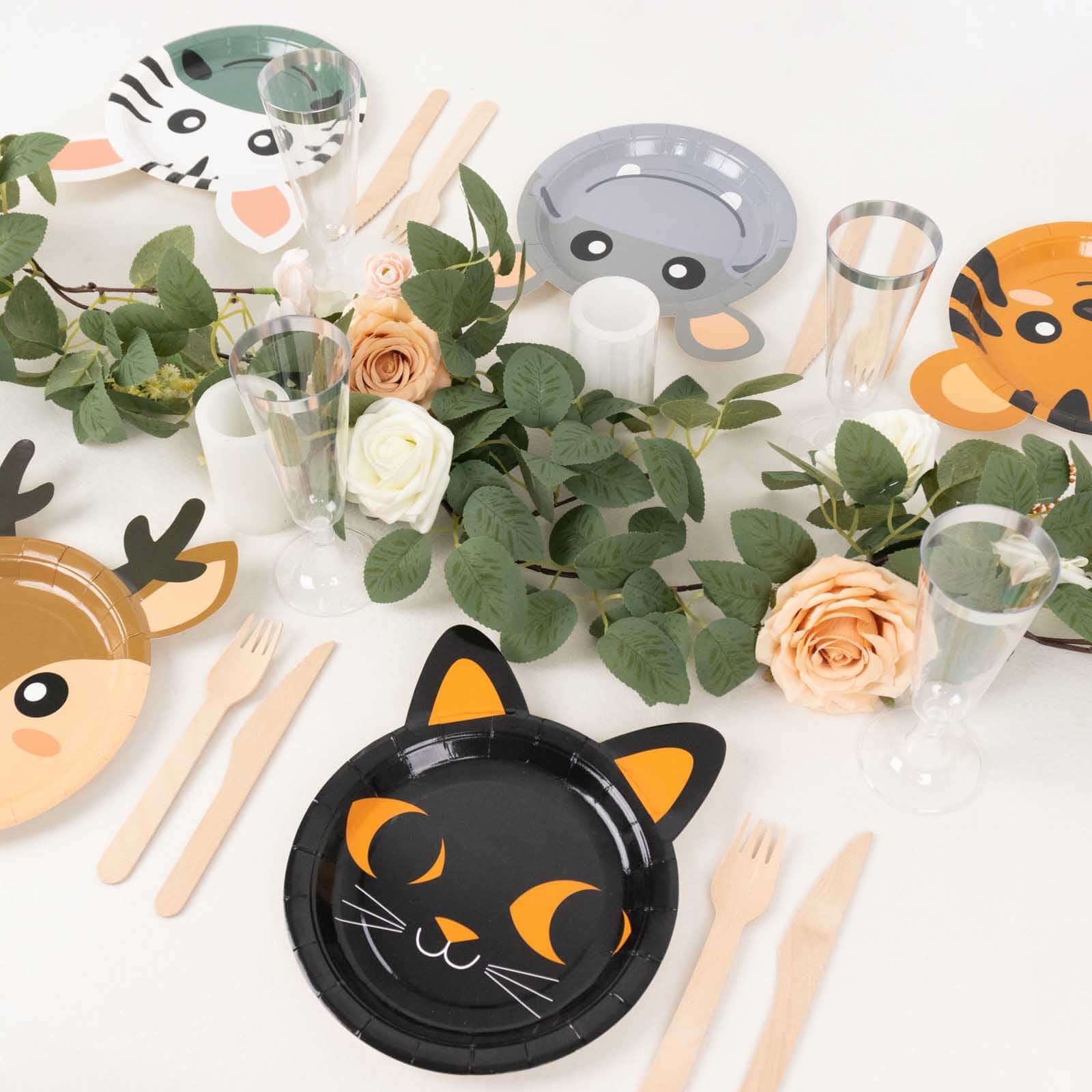 Great Deal! Set of 25 Disposable Paper Round Plates with Assorted Jungle Animal Prints for Themed Parties