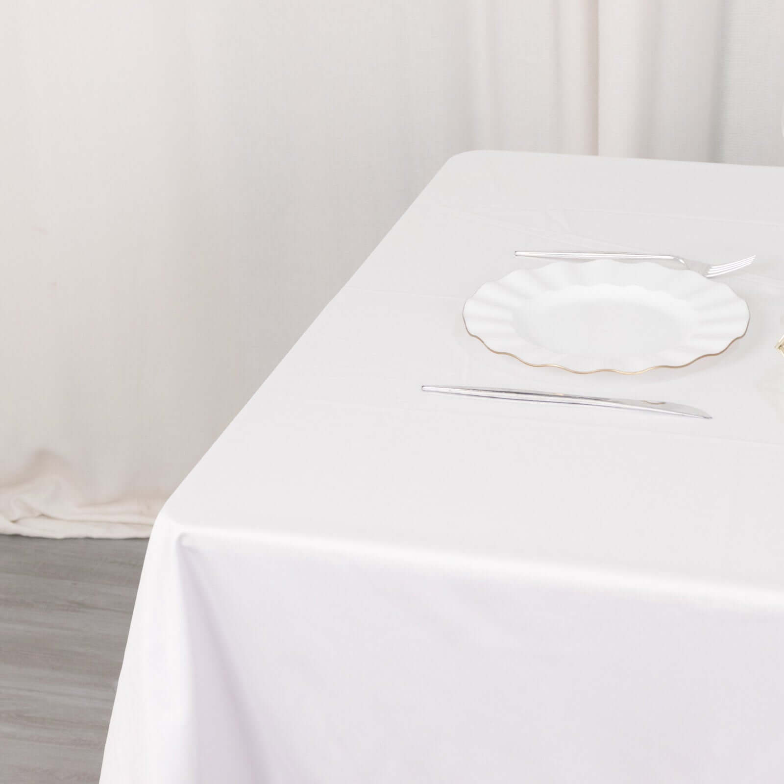 White Premium Scuba 54x54 Wrinkle & Stain-Free Tablecloth for Weddings and Events