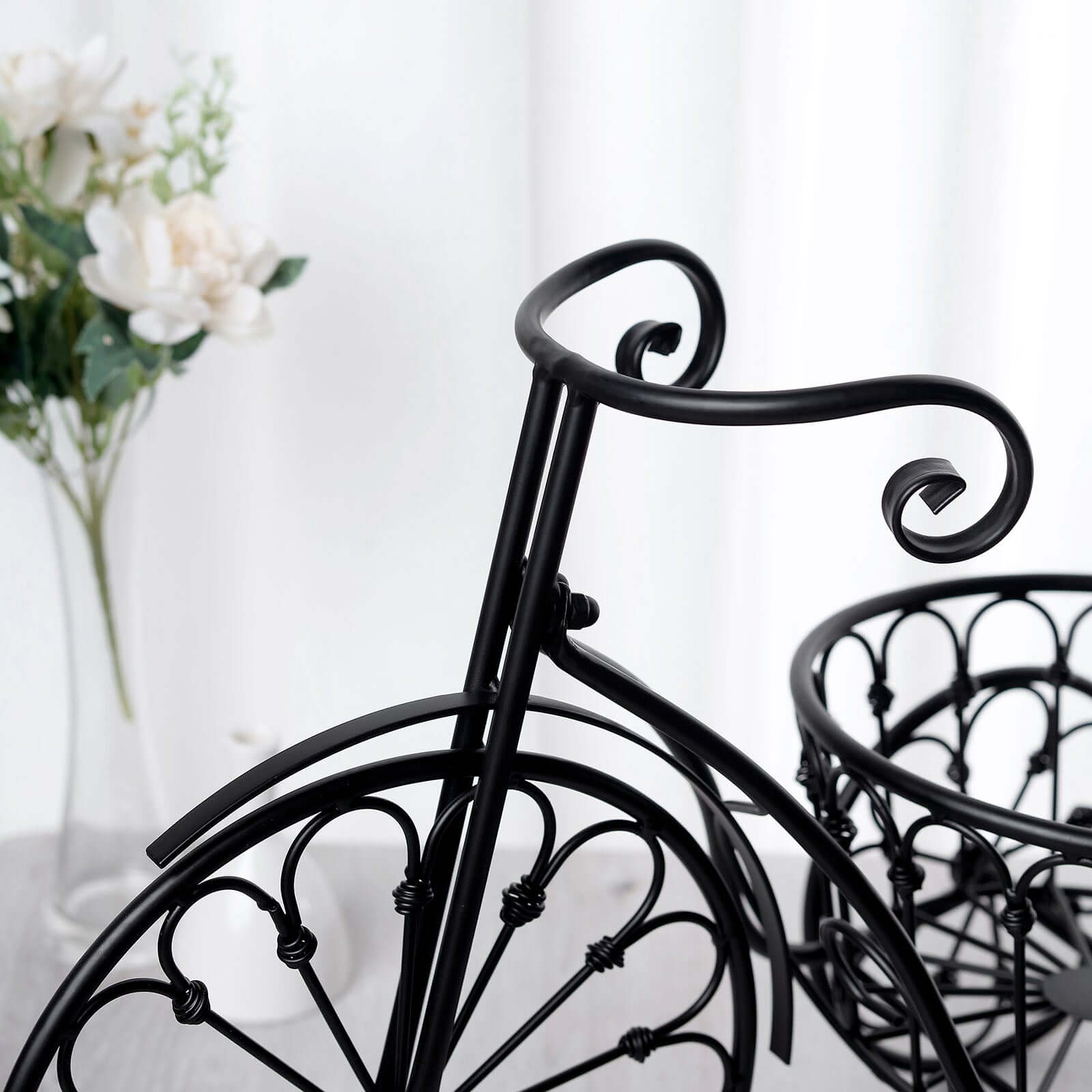 Black Tricycle Metal Planter Basket - Ideal for Indoor/Outdoor Decor