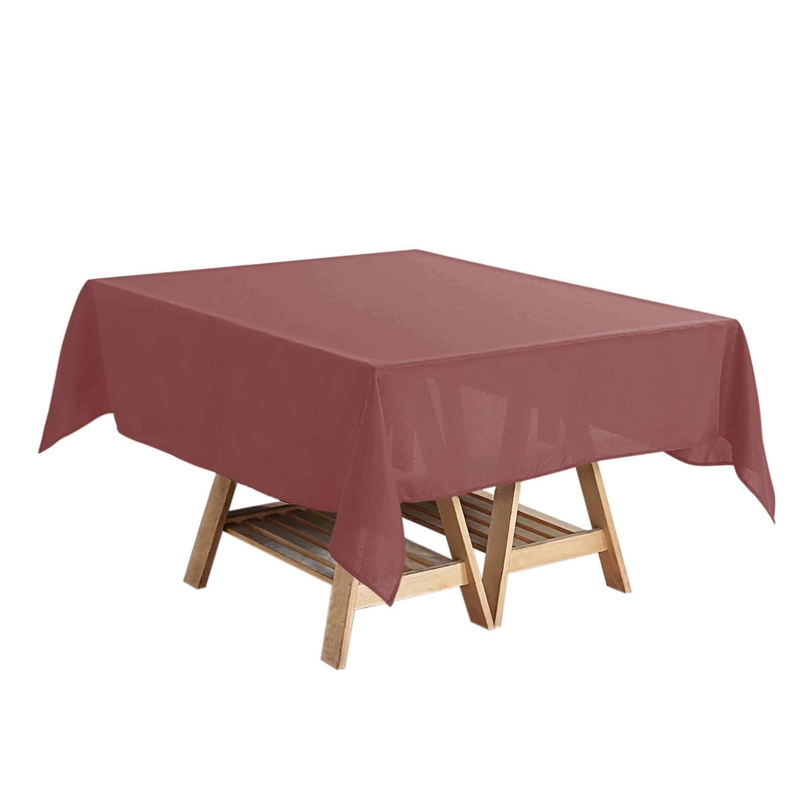 Wrinkle-Resistant & Durable 54x54 Polyester Square Tablecloth in Cinnamon Rose