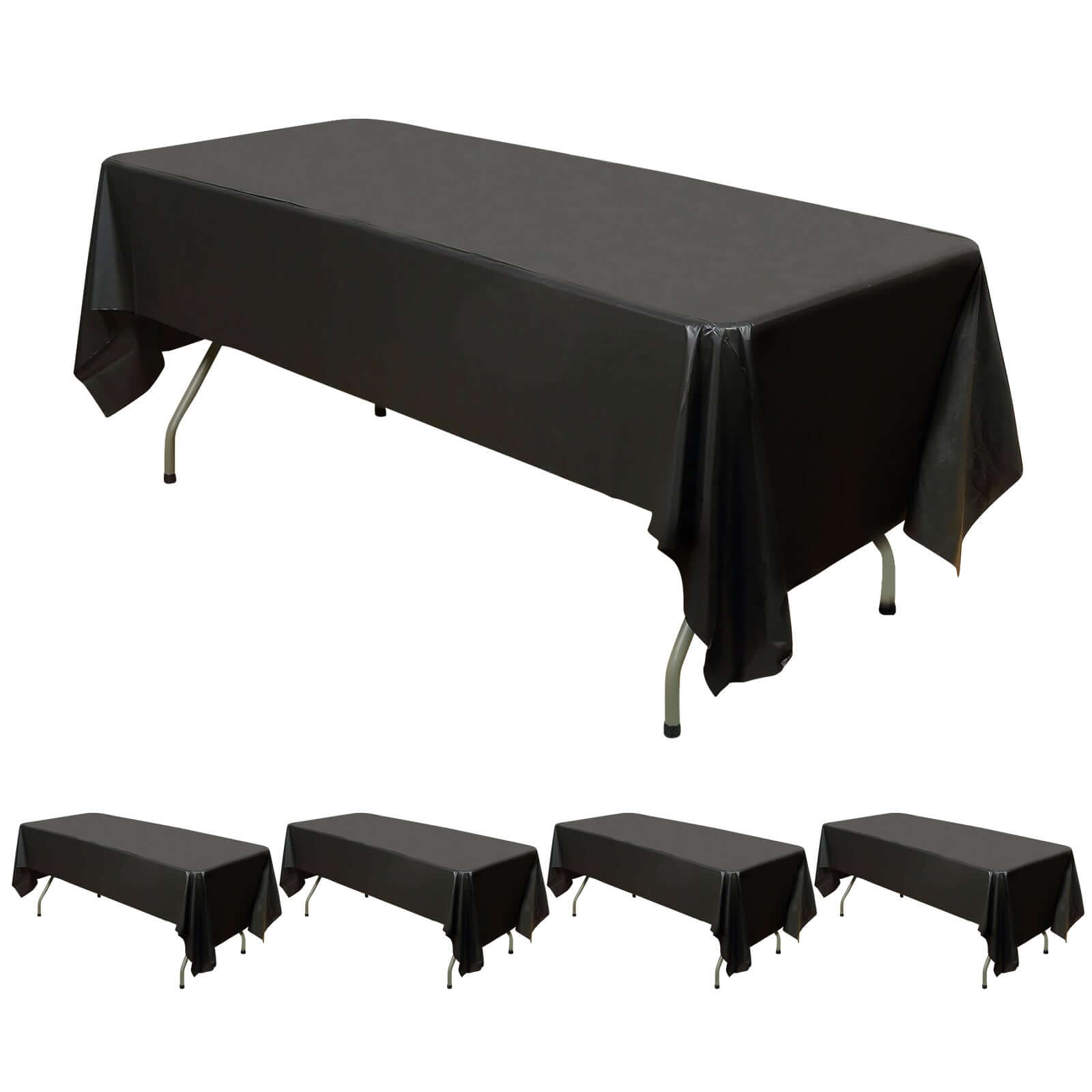 Hot Deal! 5-Pack Black PVC Disposable Rectangle Table Covers 54x108