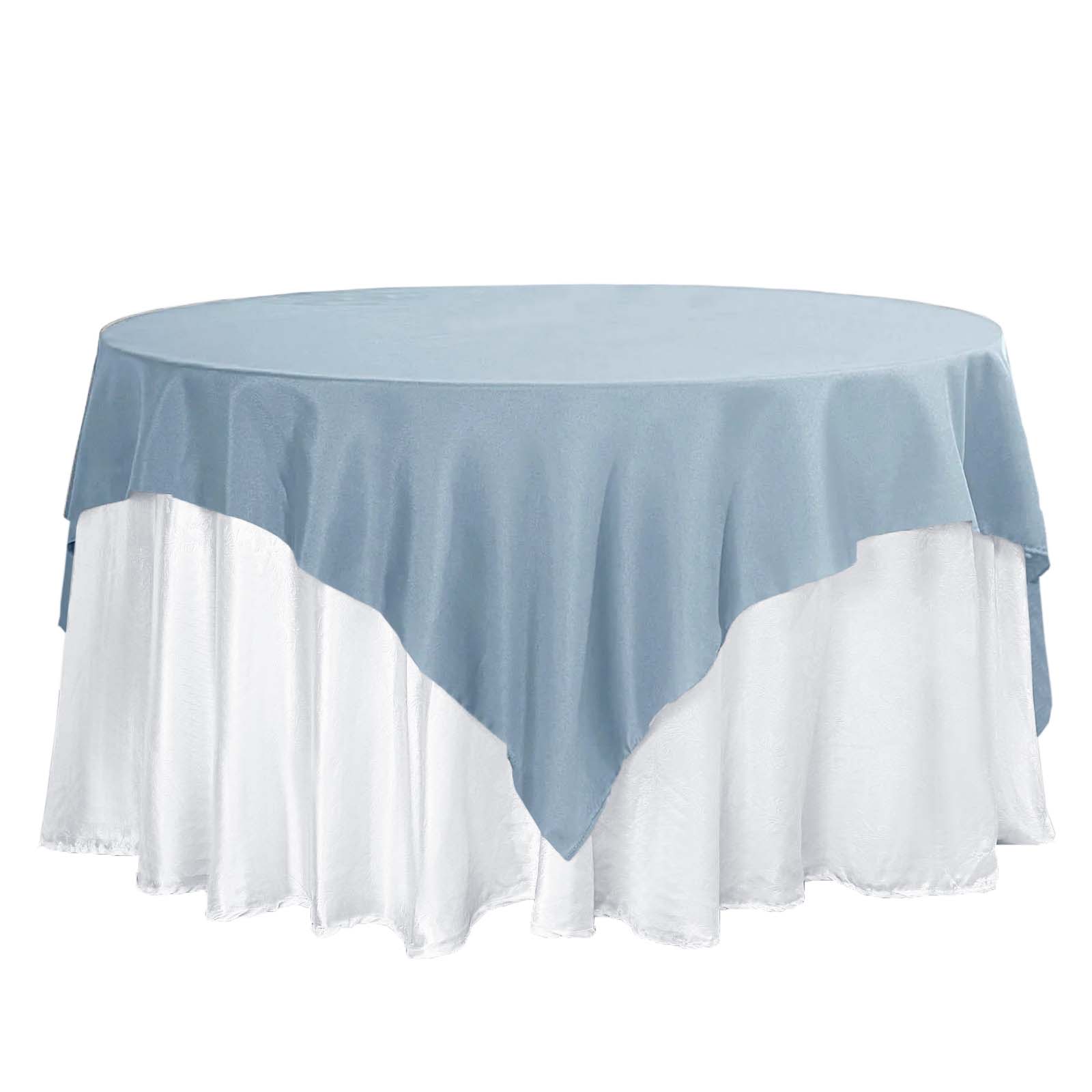 Wrinkle-Resistant & Durable 70x70 Dusty Blue Polyester Square Table Overlay