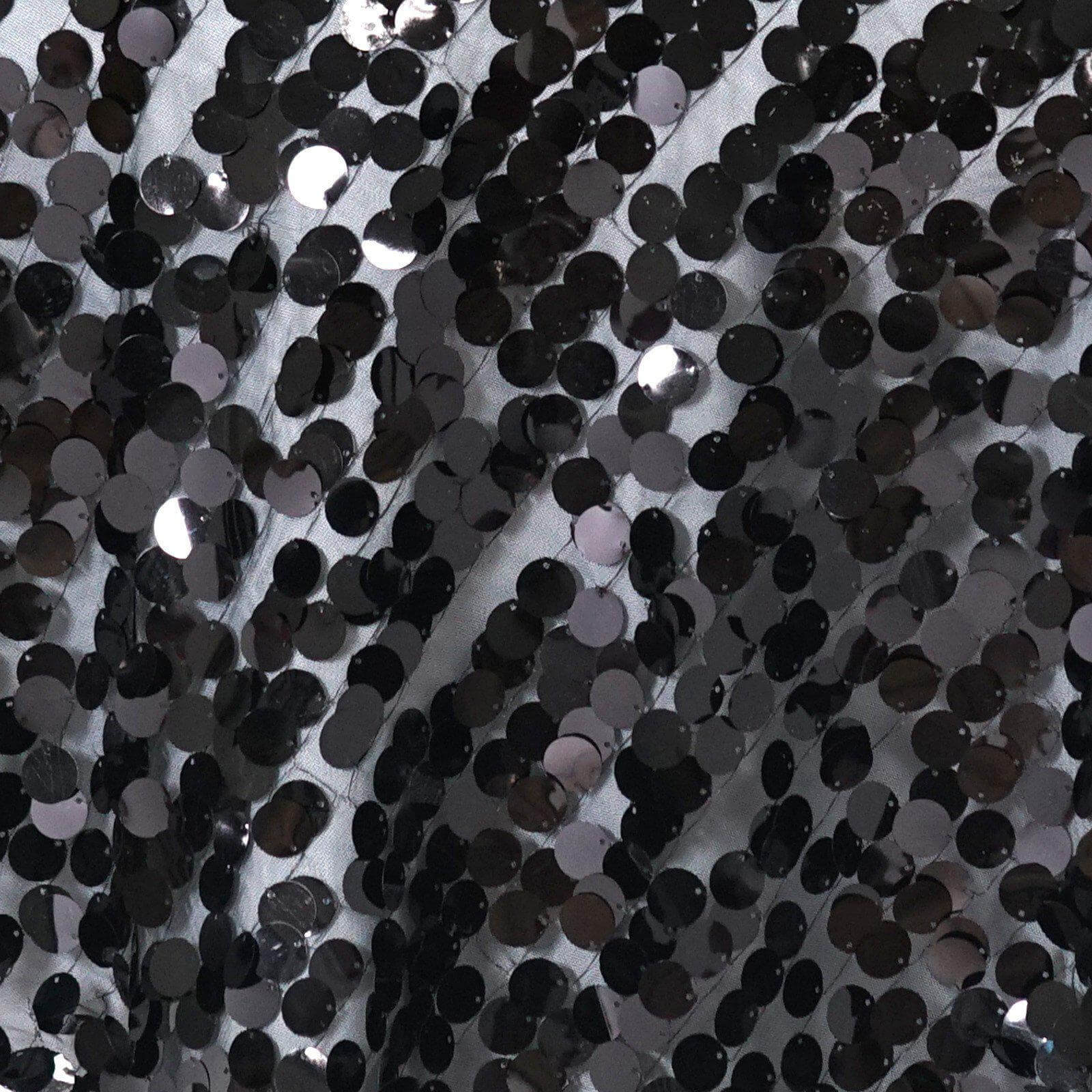 Hot Sale! Black Sequin Square Table Overlay Tablecloth, 72x72 Inches for Big Payette Tables