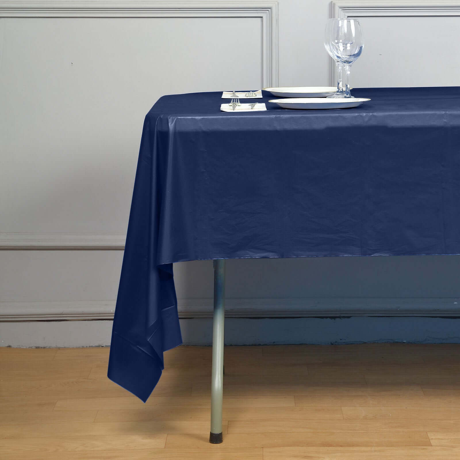 Navy Blue 5-Pack Rectangle Plastic Disposable Table Covers 54x108 - Durable for Gatherings