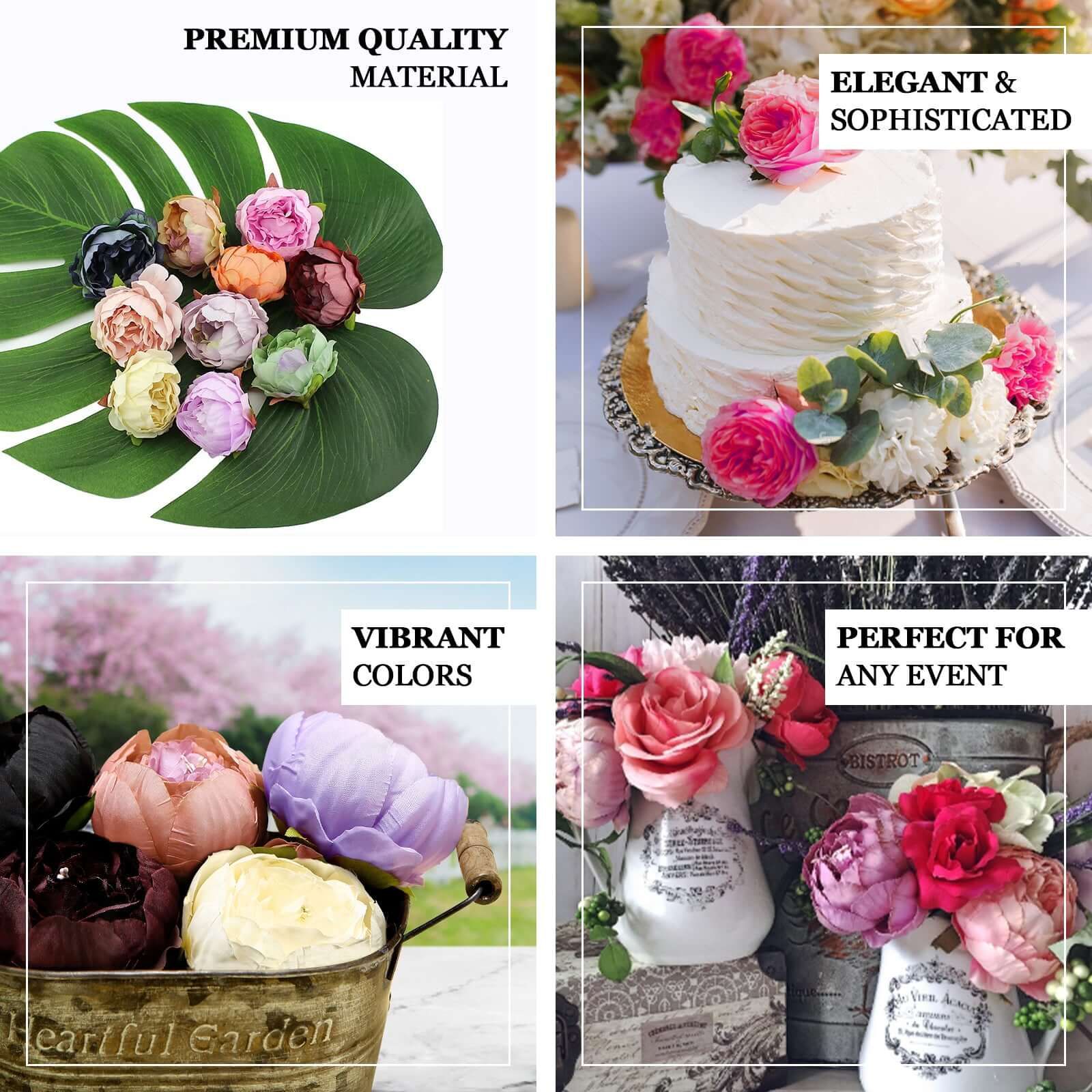 Hot Deal! 10-Pack Peach Artificial Peony Flower Heads for DIY Events & Floral Crafts