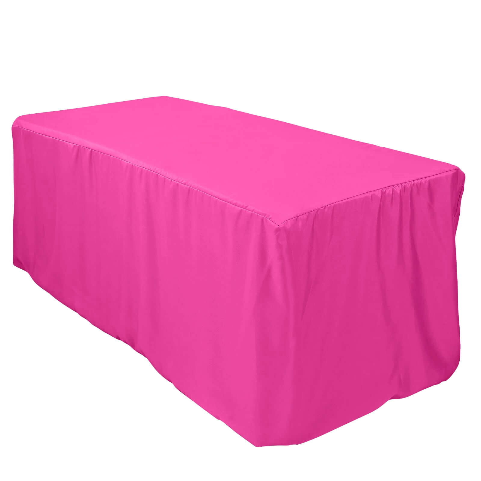 Durable Fuchsia Polyester Fitted Rectangle Tablecloth for 6FT Tables - Ideal for Events