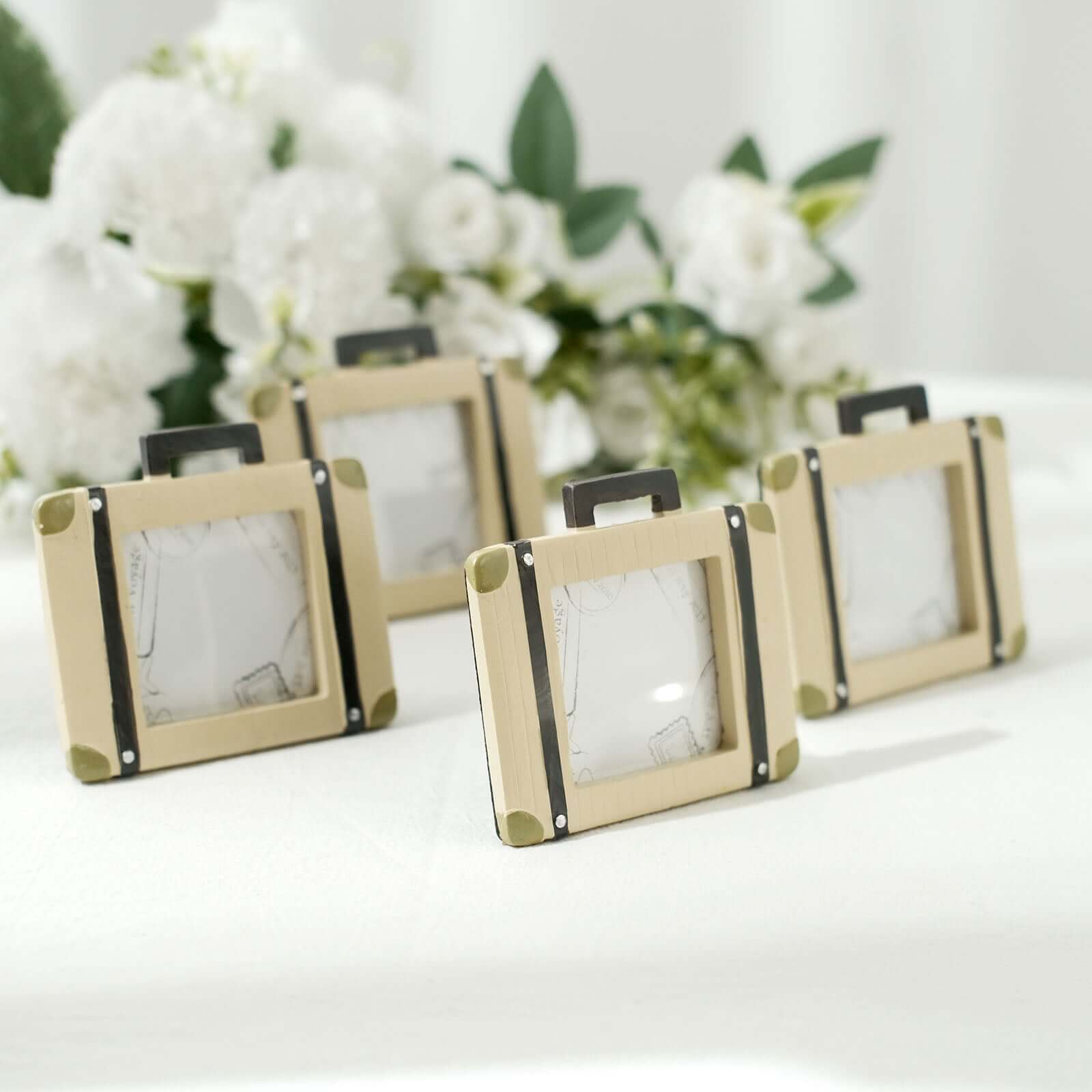 Hot Sale! 4-Pack Resin Mini Suitcase Picture Frames - Ideal Vintage Travel Wedding Place Card Holders & Party Favors