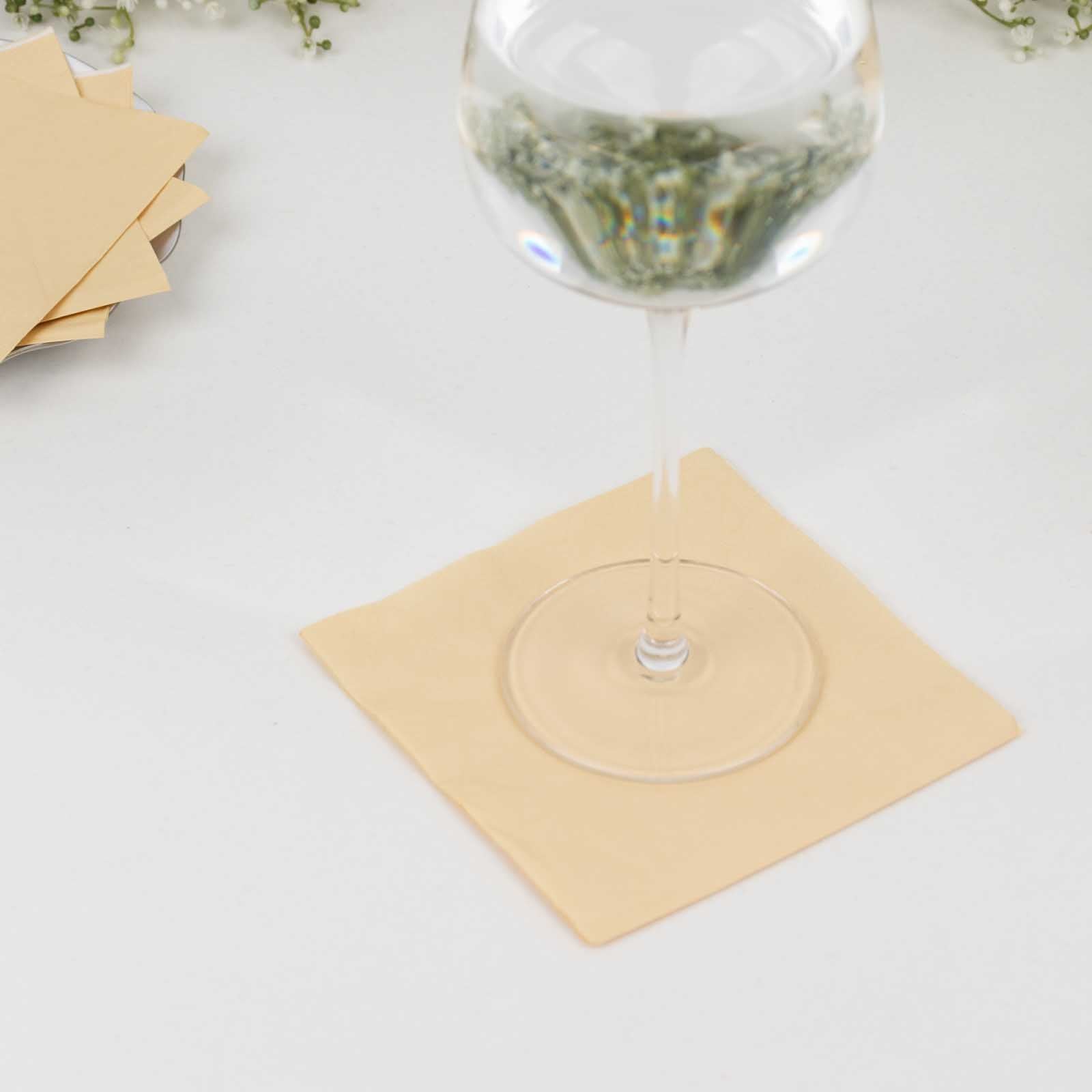 Great Deal! 50-Pack of 2-Ply Disposable Beige Paper Cocktail Napkins, 18GSM, 5x5