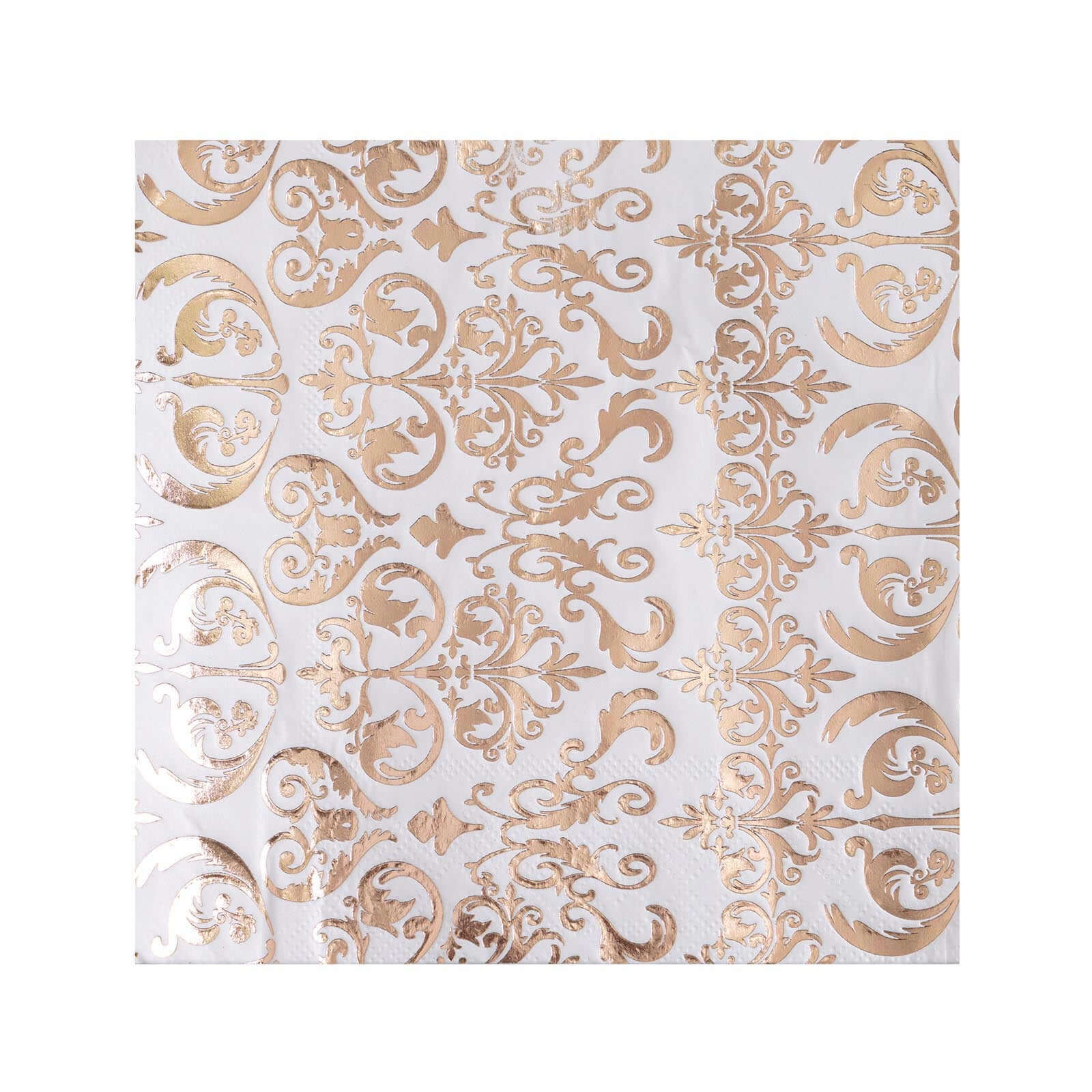 20-Pack Disposable 3-Ply Vintage Rose Gold Metallic Print Paper Dinner Napkins for Weddings