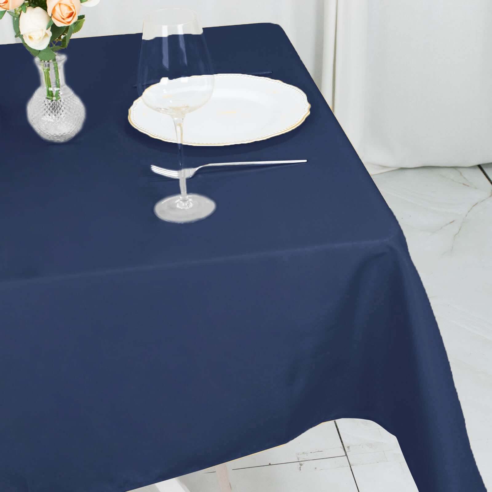 Sale! Navy Blue 54x54 Premium Polyester Square Tablecloth - 220GSM Stain & Wrinkle Resistant