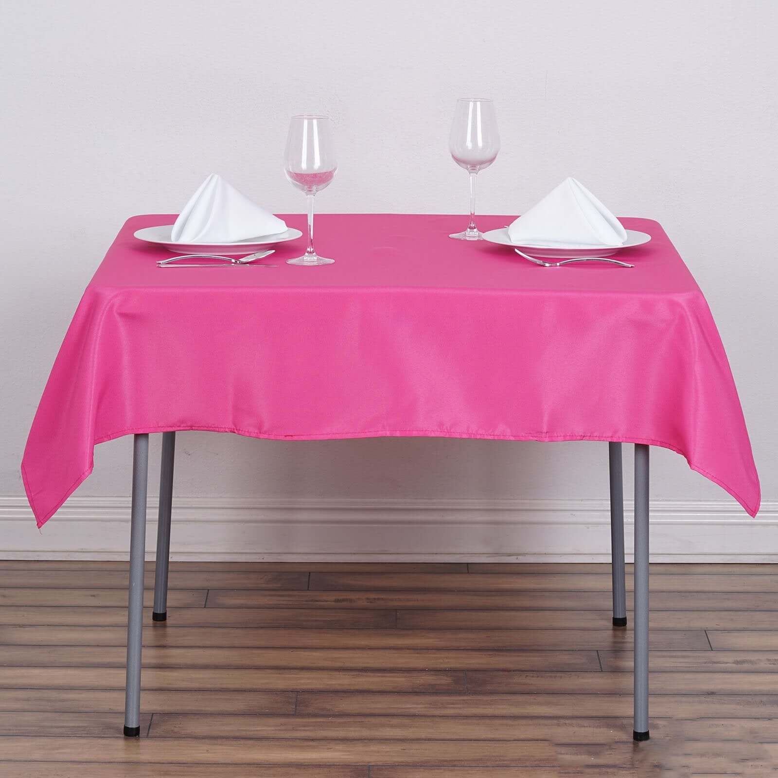 Durable & Wrinkle-Resistant Fuchsia 54x54 Polyester Square Tablecloth
