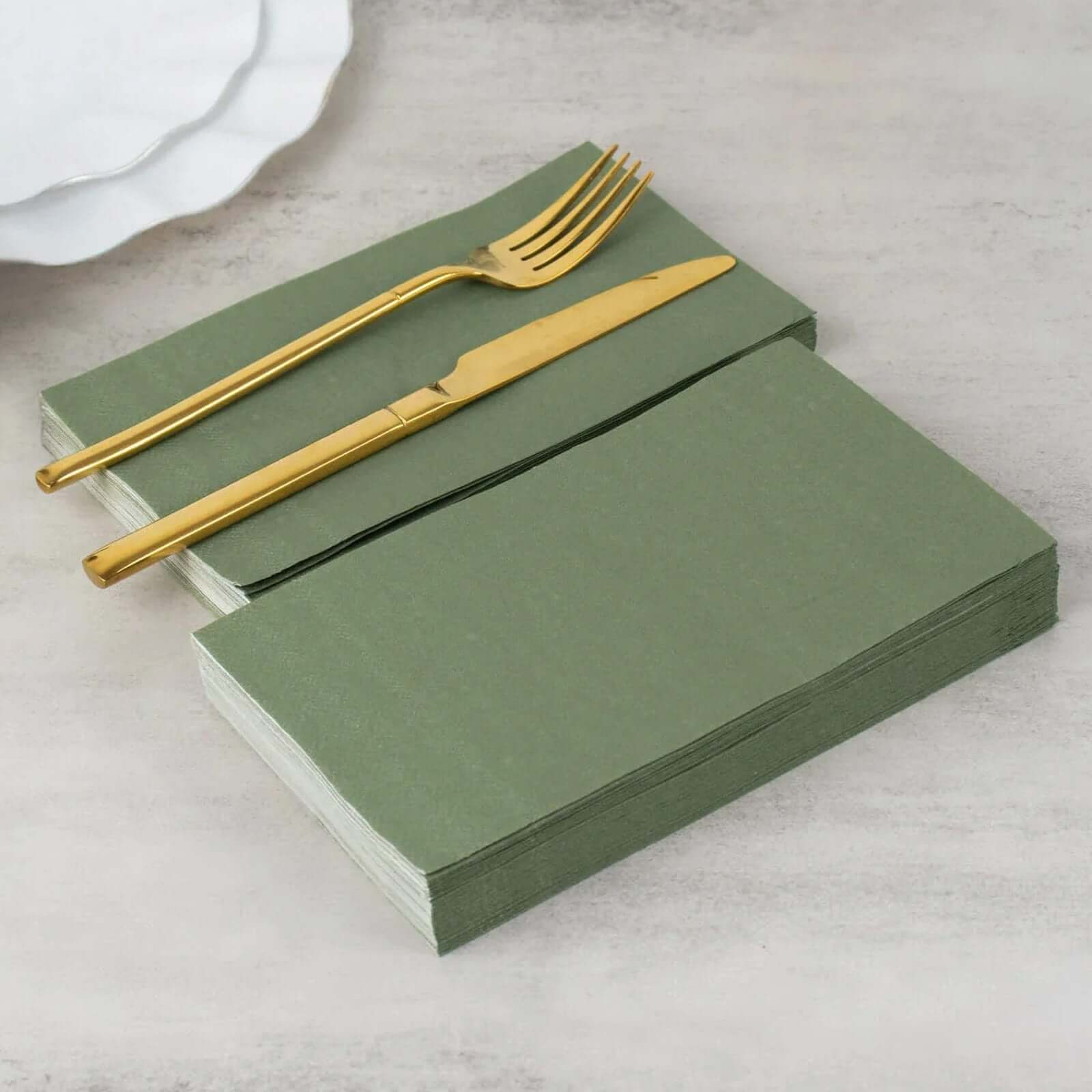 50-Piece Soft Dusty Sage Green Disposable 2-Ply Paper Napkins for Weddings