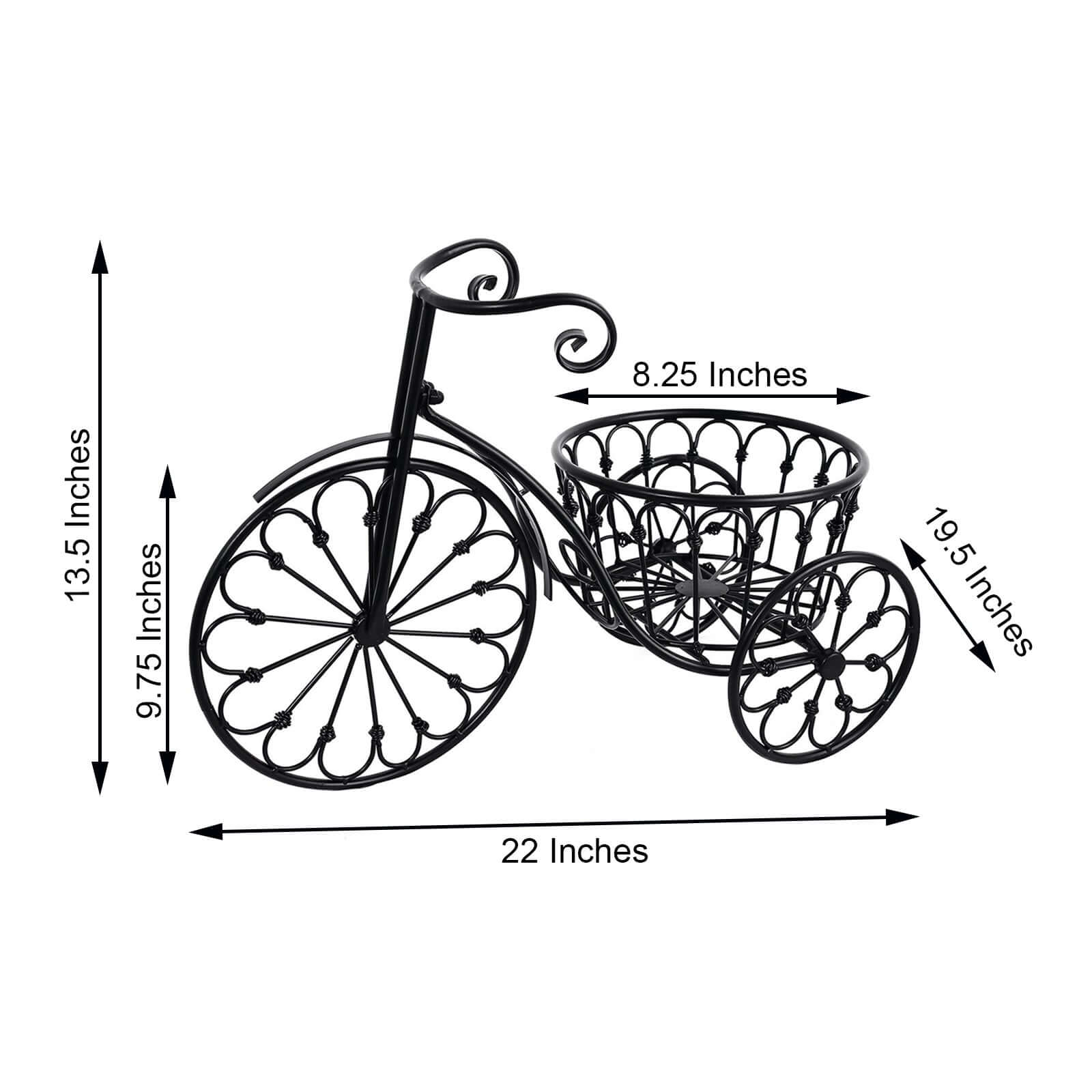 Black Tricycle Metal Planter Basket - Ideal for Indoor/Outdoor Decor