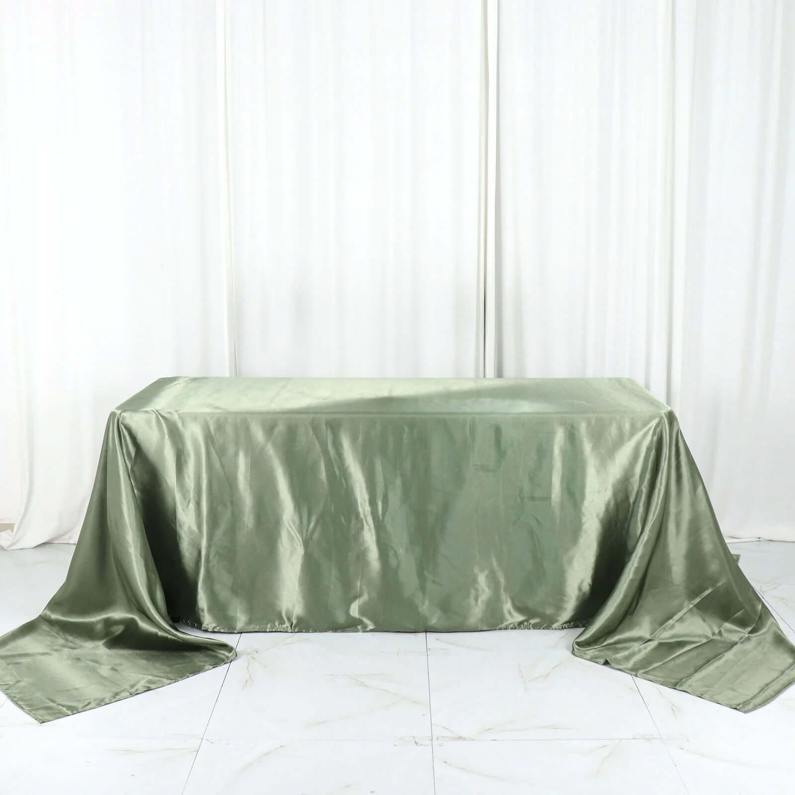 Hot Sale! Seamless Satin Rectangular Tablecloth in Dusty Sage Green, 90x156