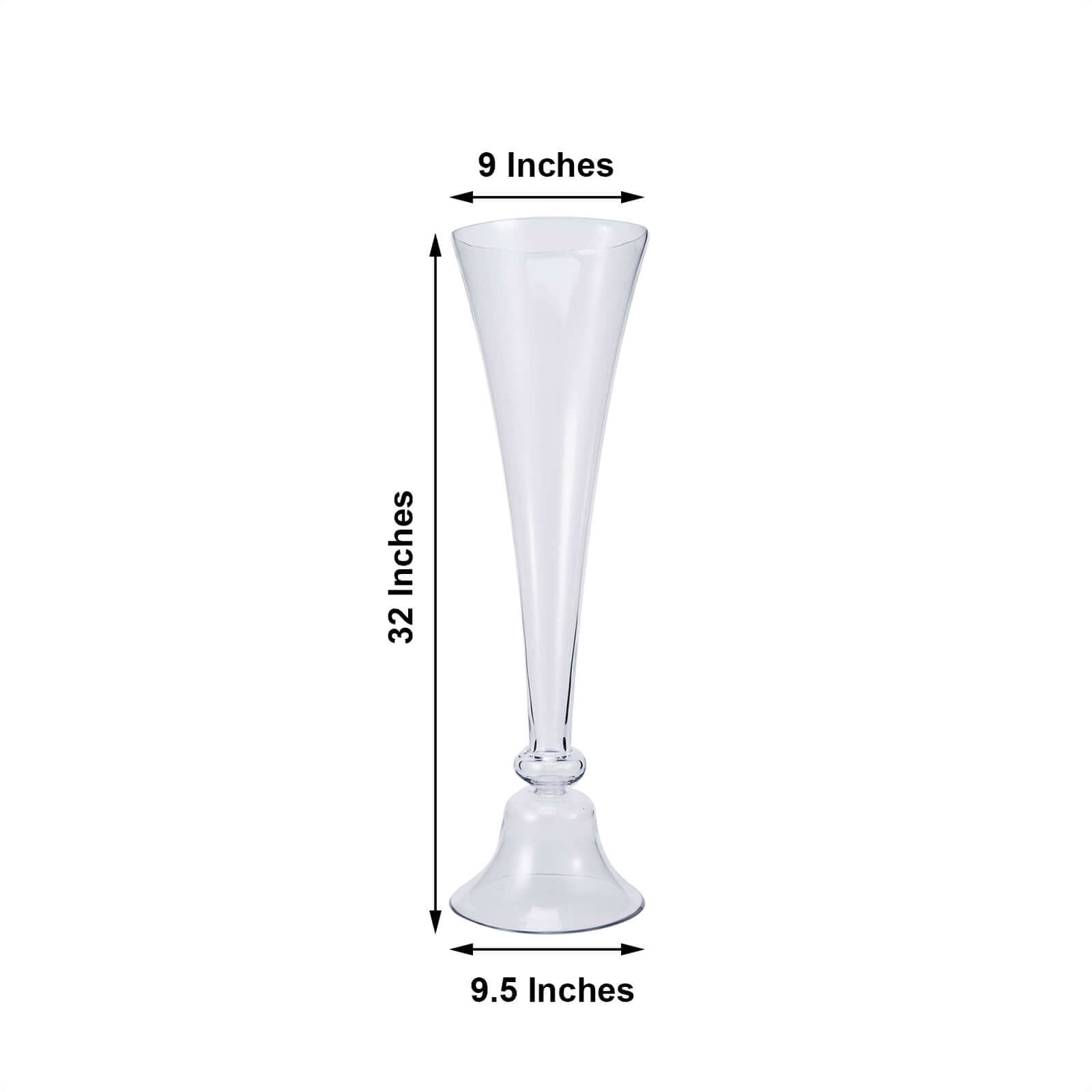 Set of 2 Clear Reversible Glass Trumpet Vases - Ideal Stylish Centerpieces for Events