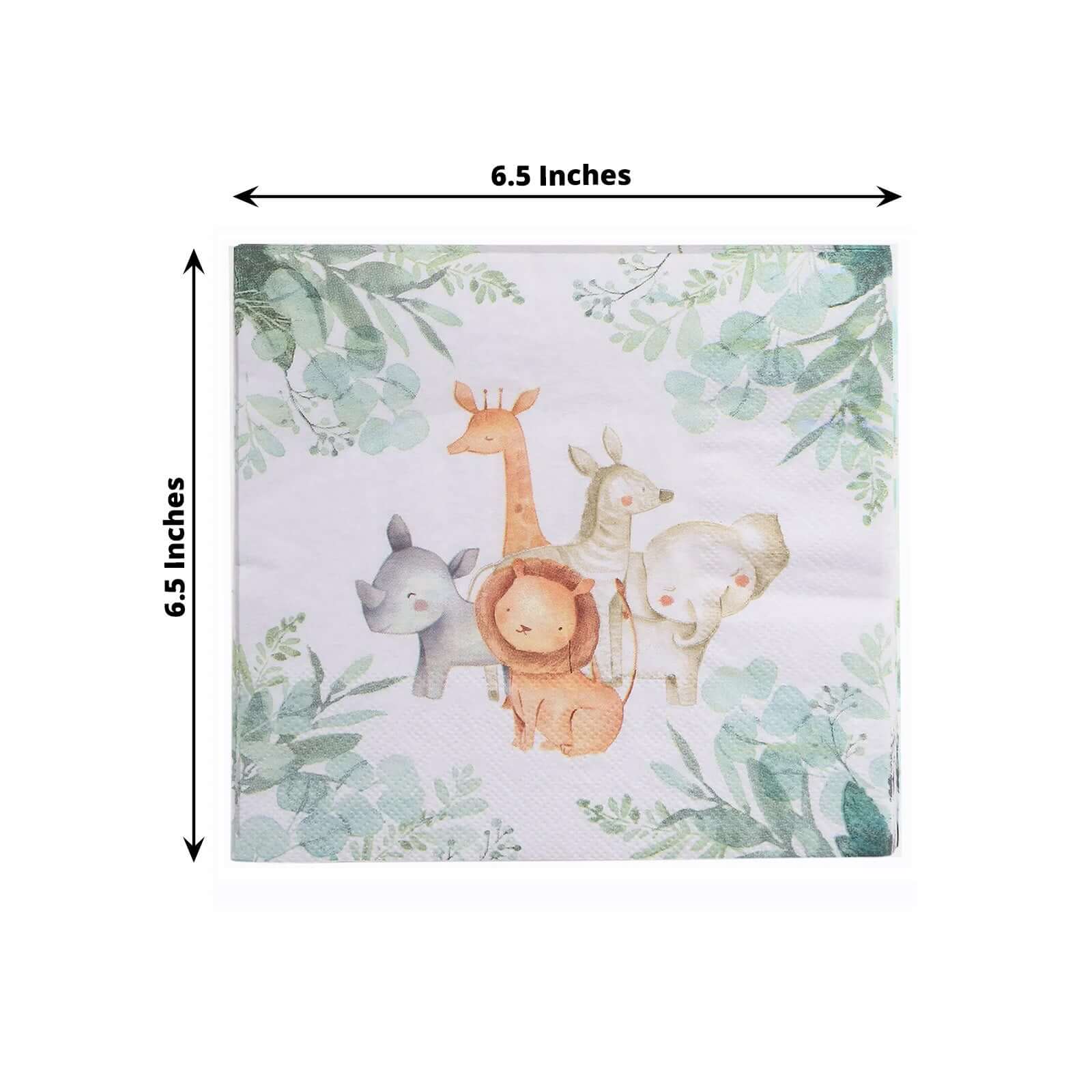 Hot Deal! 20-Pack 2 Ply Disposable Safari Animal Print Paper Beverage Napkins, 5x5 18GSM