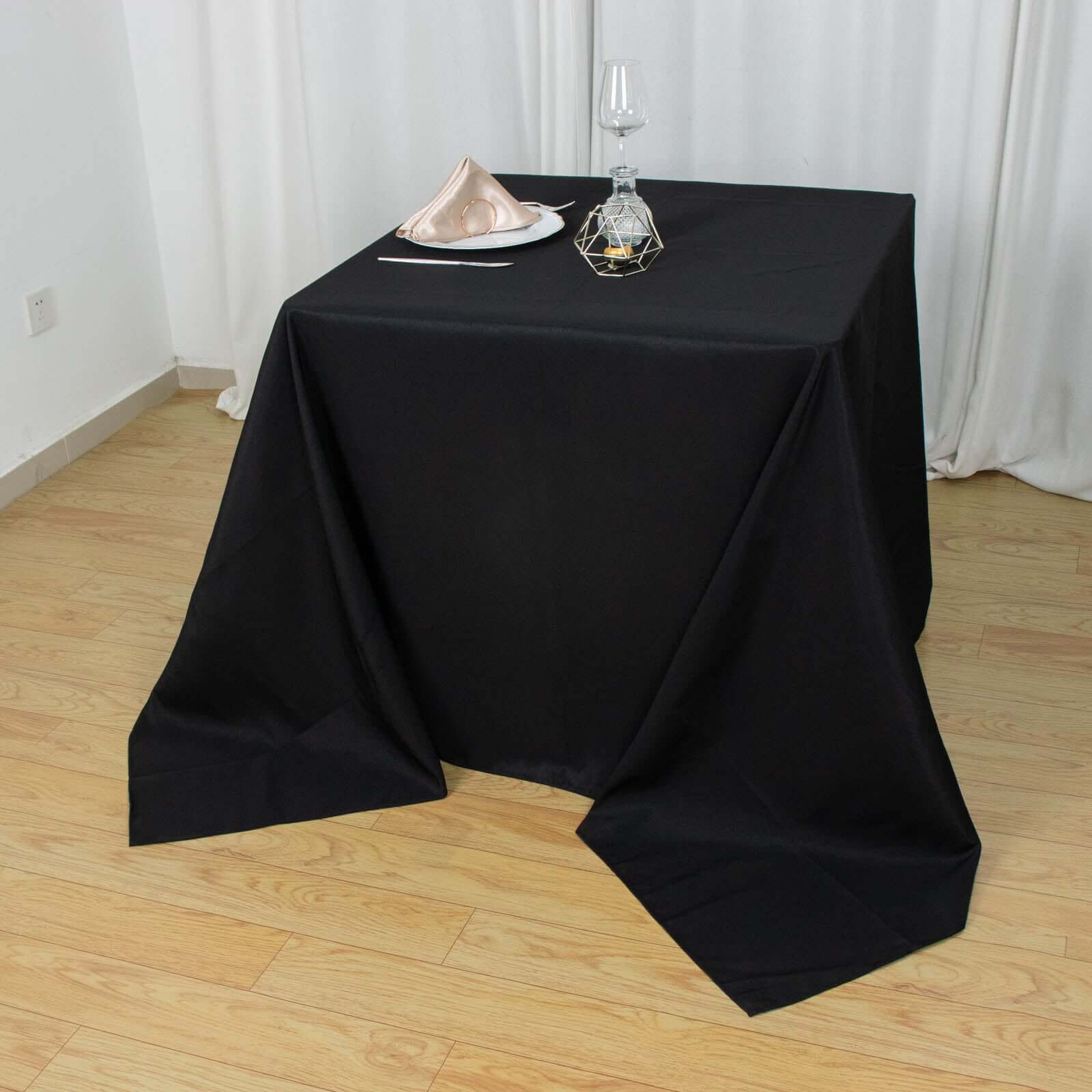 Hot Deal! 90x90 Black 220GSM Wrinkle-Resistant Premium Polyester Square Tablecloth
