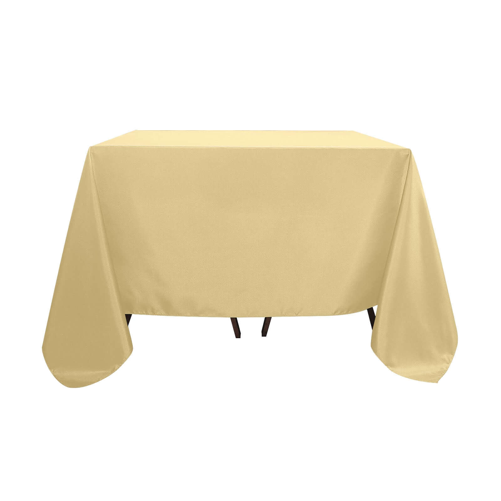 Durable & Wrinkle-Resistant 90x90 Polyester Square Tablecloth in Champagne Color