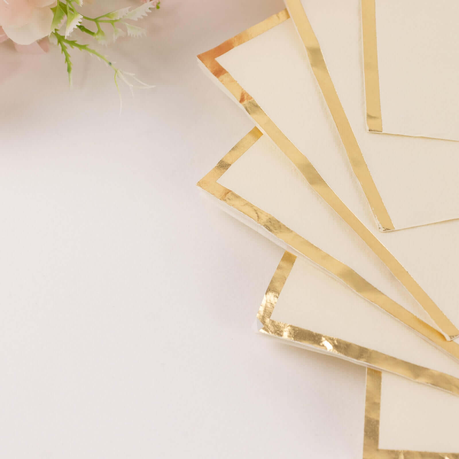 Hot Deal! 50-Pack Disposable 2-Ply Ivory Cocktail Paper Napkins with Gold Foil Edge, 6.5x6.5