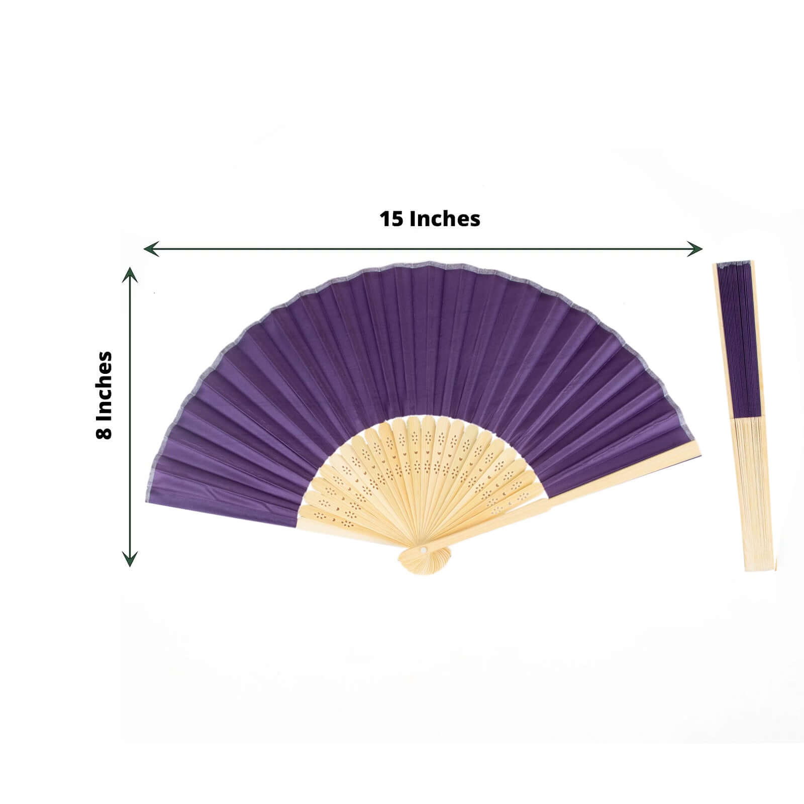 Set of 5 Purple Asian Silk Folding Fans - Ideal Party Favors