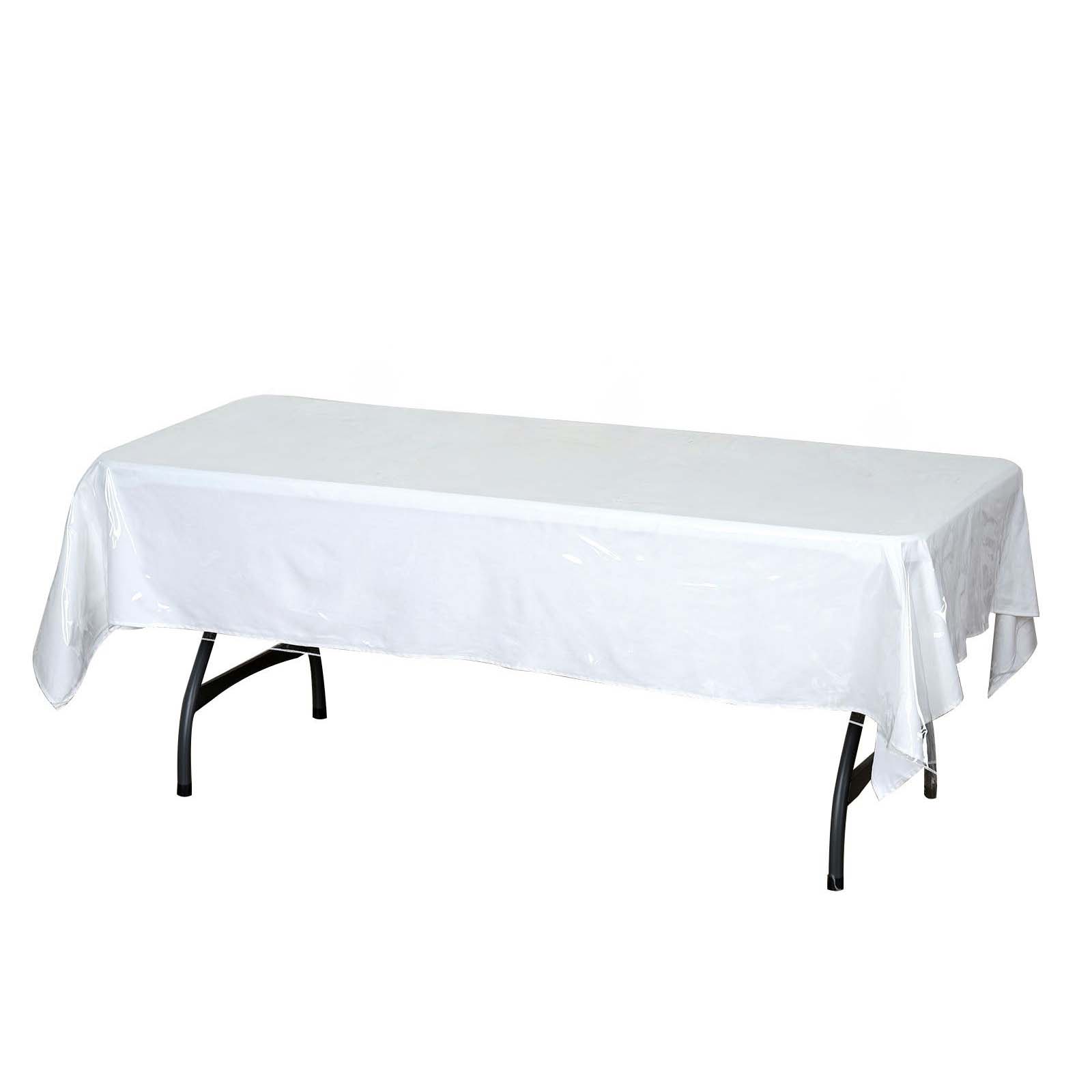 Eco-Friendly Clear Vinyl Rectangle Tablecloth - 60x90 Inches, 10 Mil Thick, Sturdy PVC