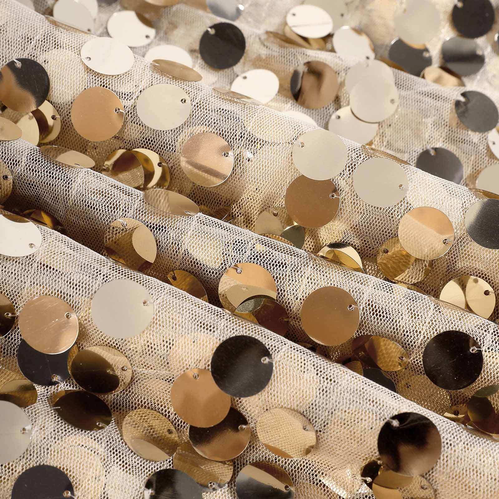 Champagne Sequin 72x72 Square Table Overlay for Big Payette Tables