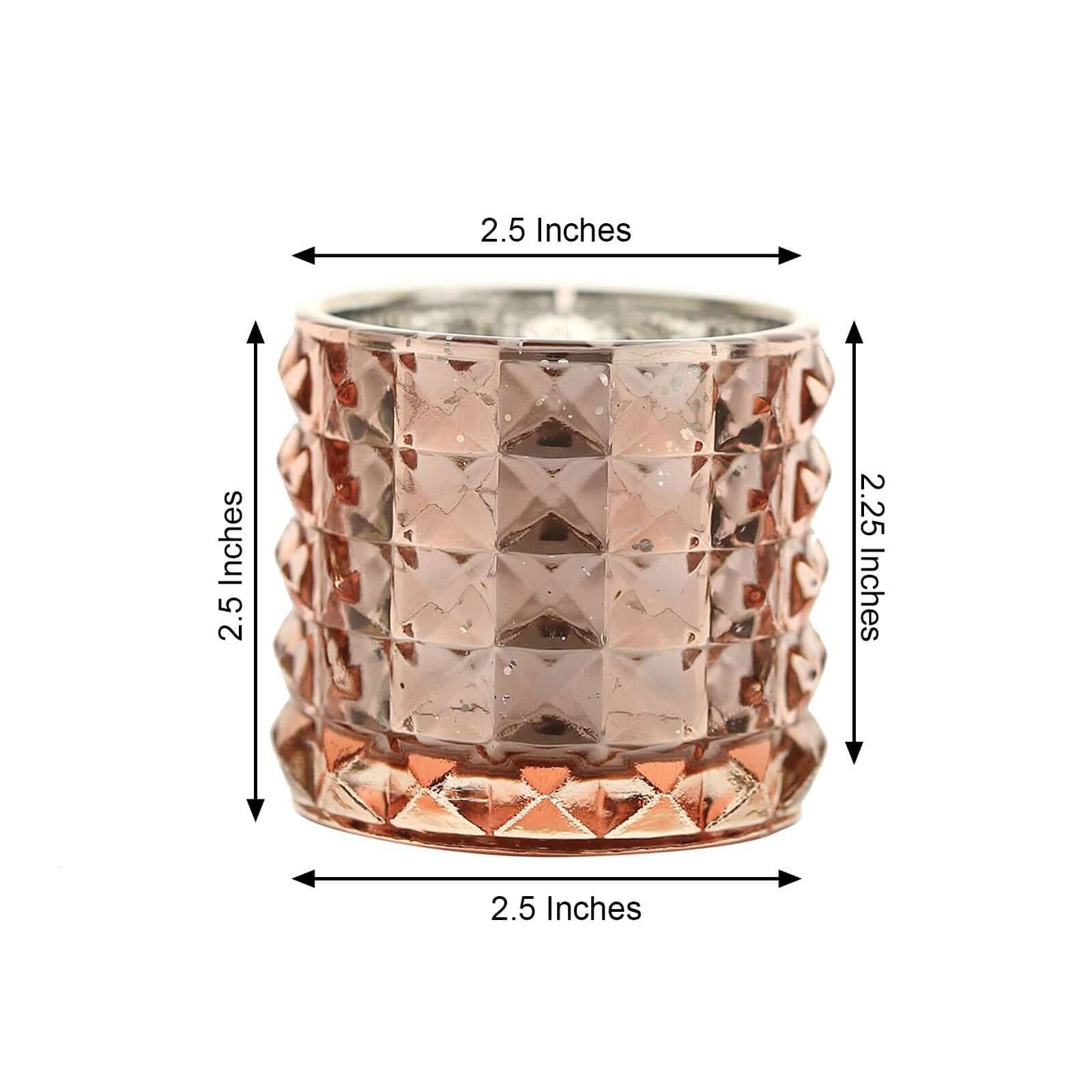 Hot Deal! 6-Pack Rose Gold Studded Faceted Mercury Glass Tealight Candle Holders