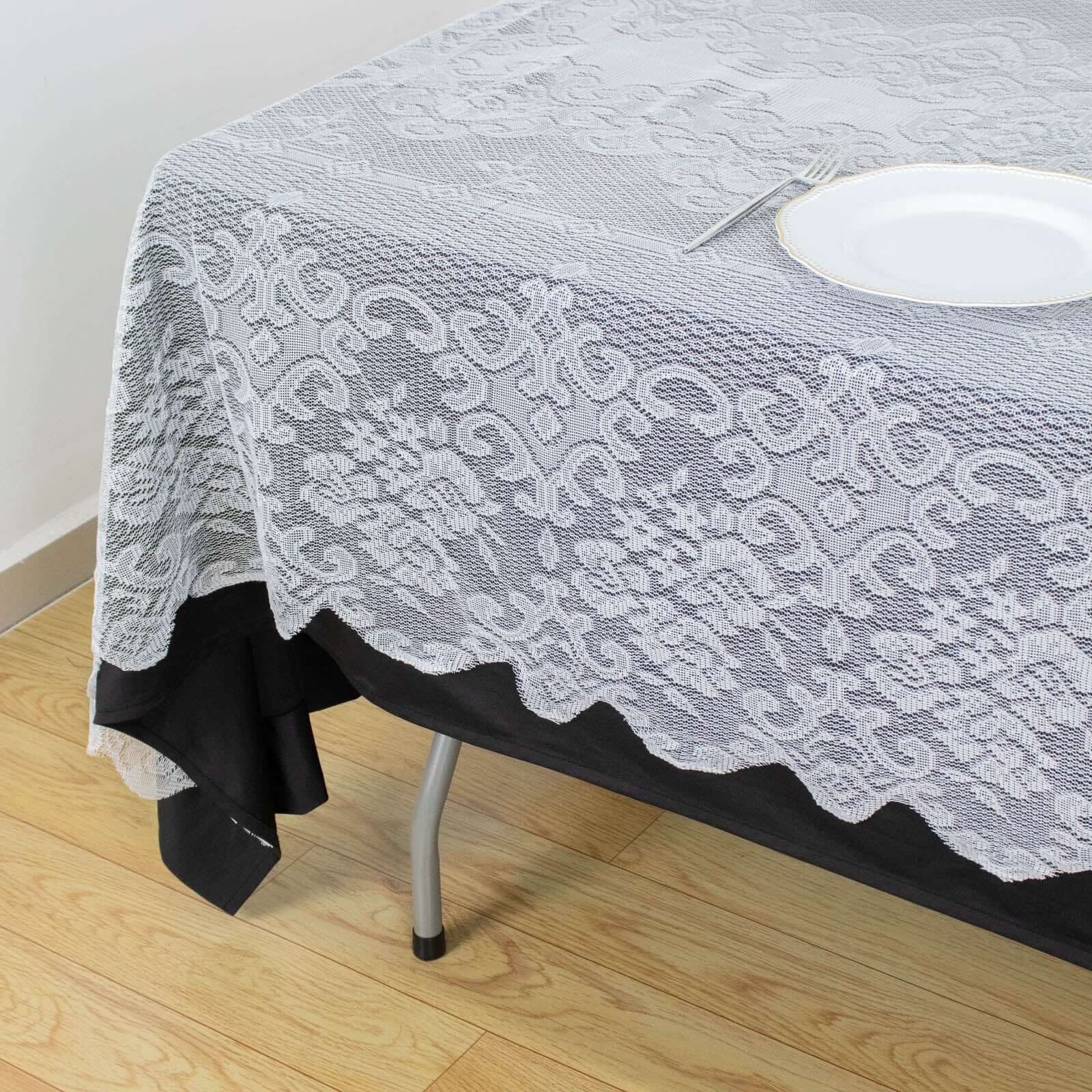 Premium White 60x108 Rectangular Lace Tablecloth for Various Table Settings