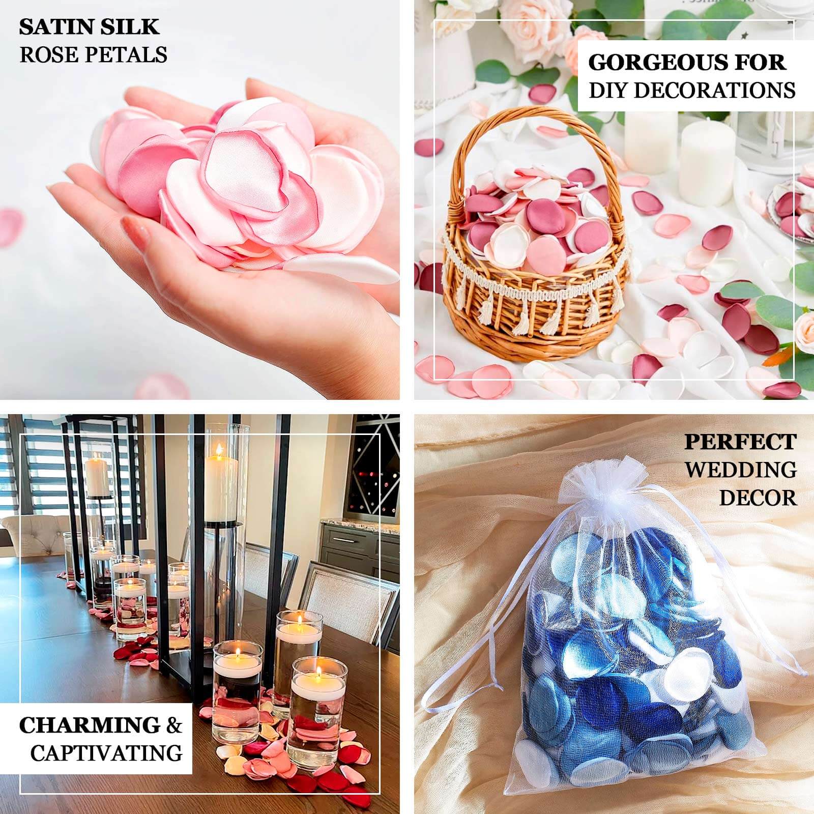 400-Piece Matte Dusty Rose Satin Round Silk Rose Petals for Event Tables