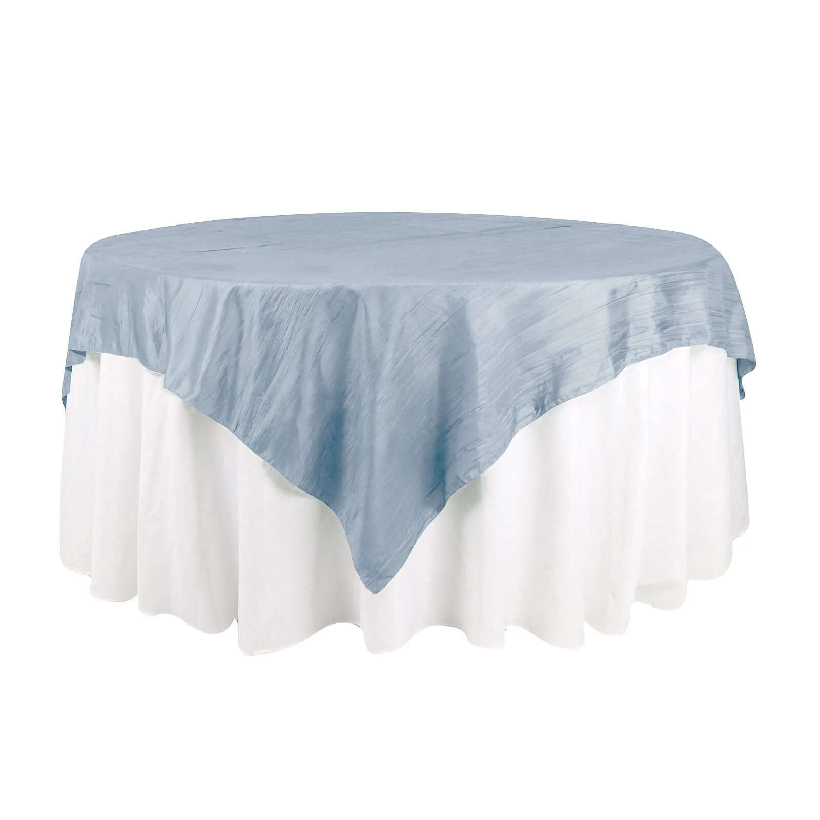 Special Offer! Dusty Blue Accordion Crinkle Taffeta Square Table Overlay 72x72