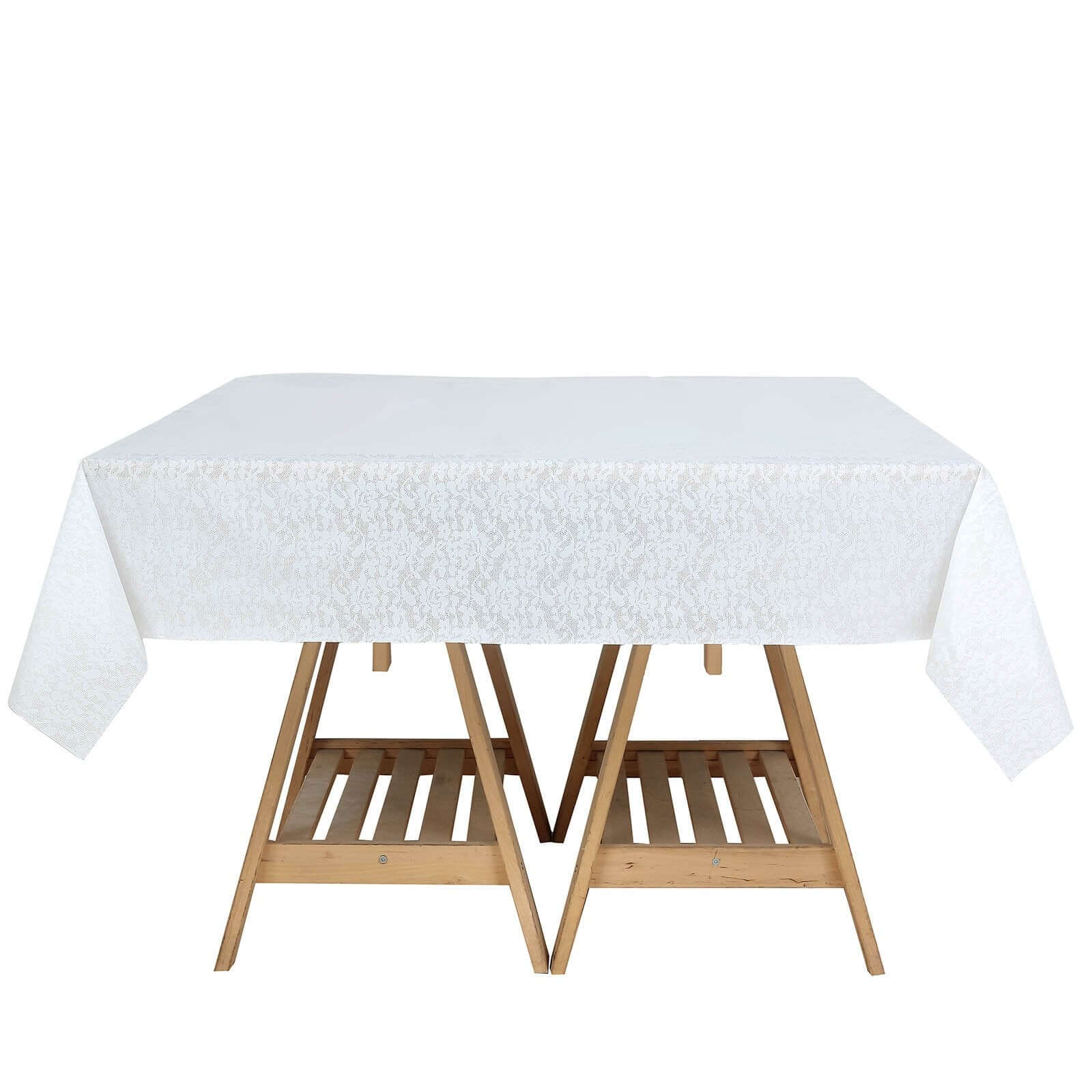 Waterproof Disposable PVC Tablecloths in White Vintage Lace Square Design, 65x65