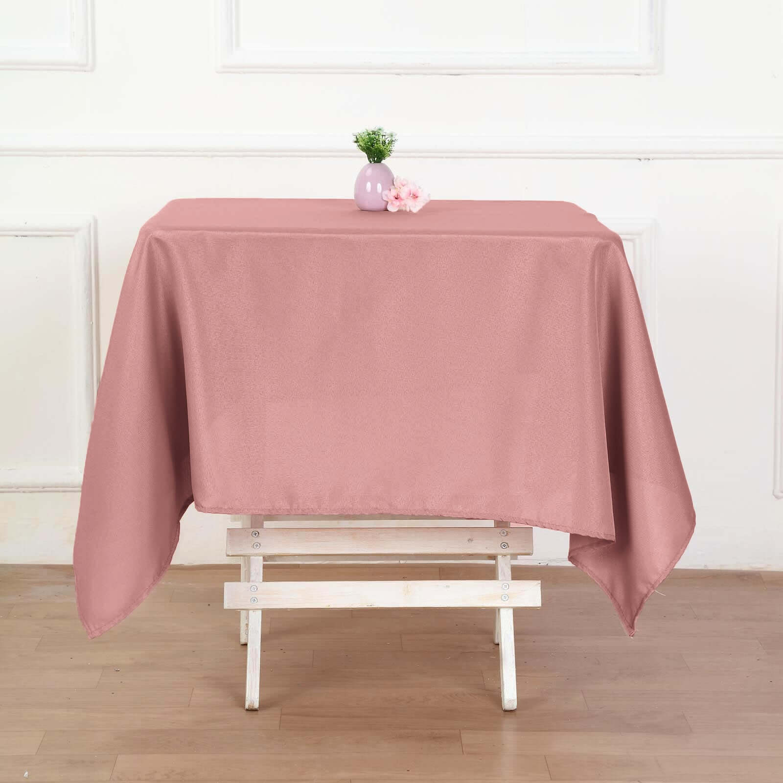 Wrinkle-Resistant & Durable 54x54 Dusty Rose Polyester Square Tablecloth