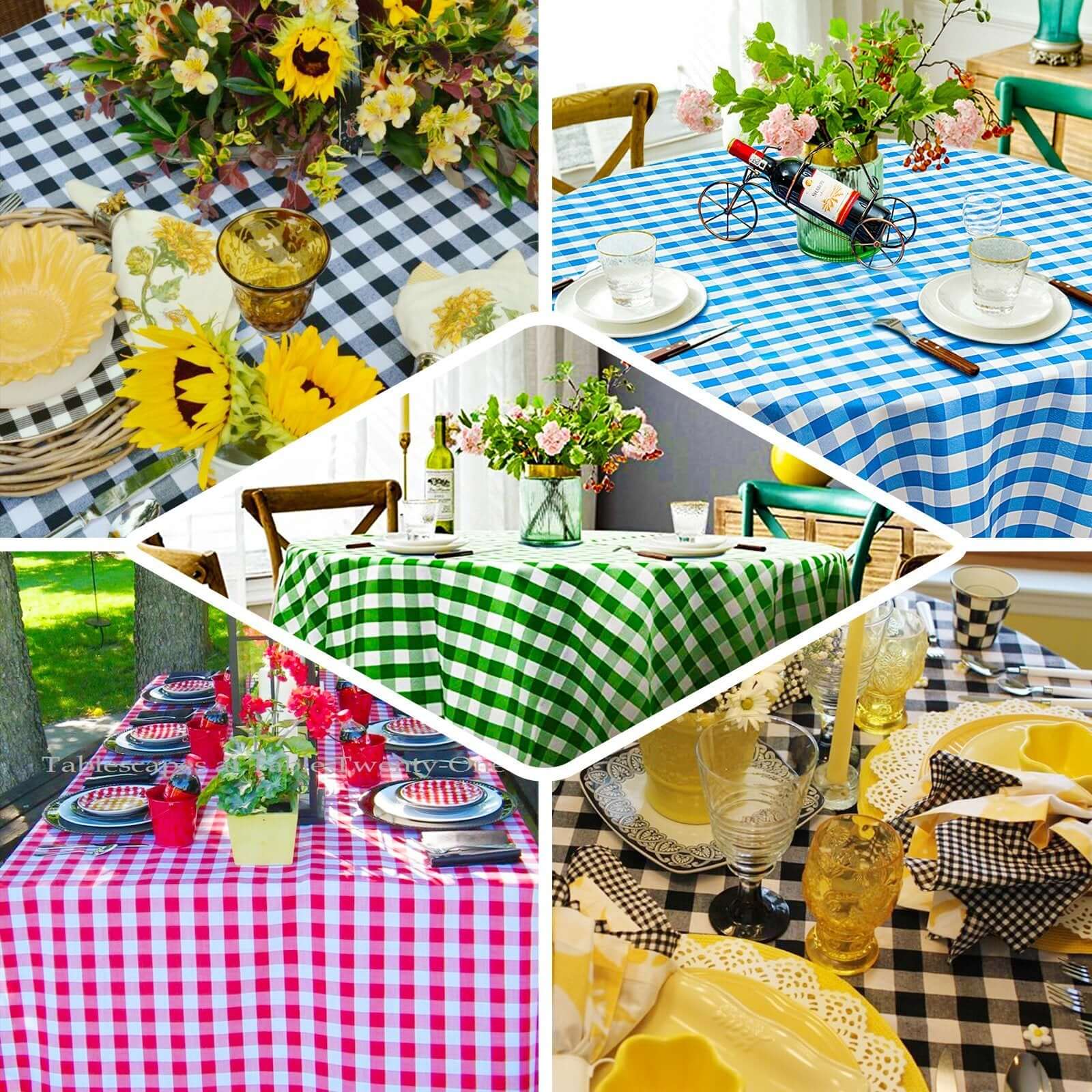 Hot! 70x70 Polyester Checkered Buffalo Plaid White/Black Square Tablecloth for Rustic Decor