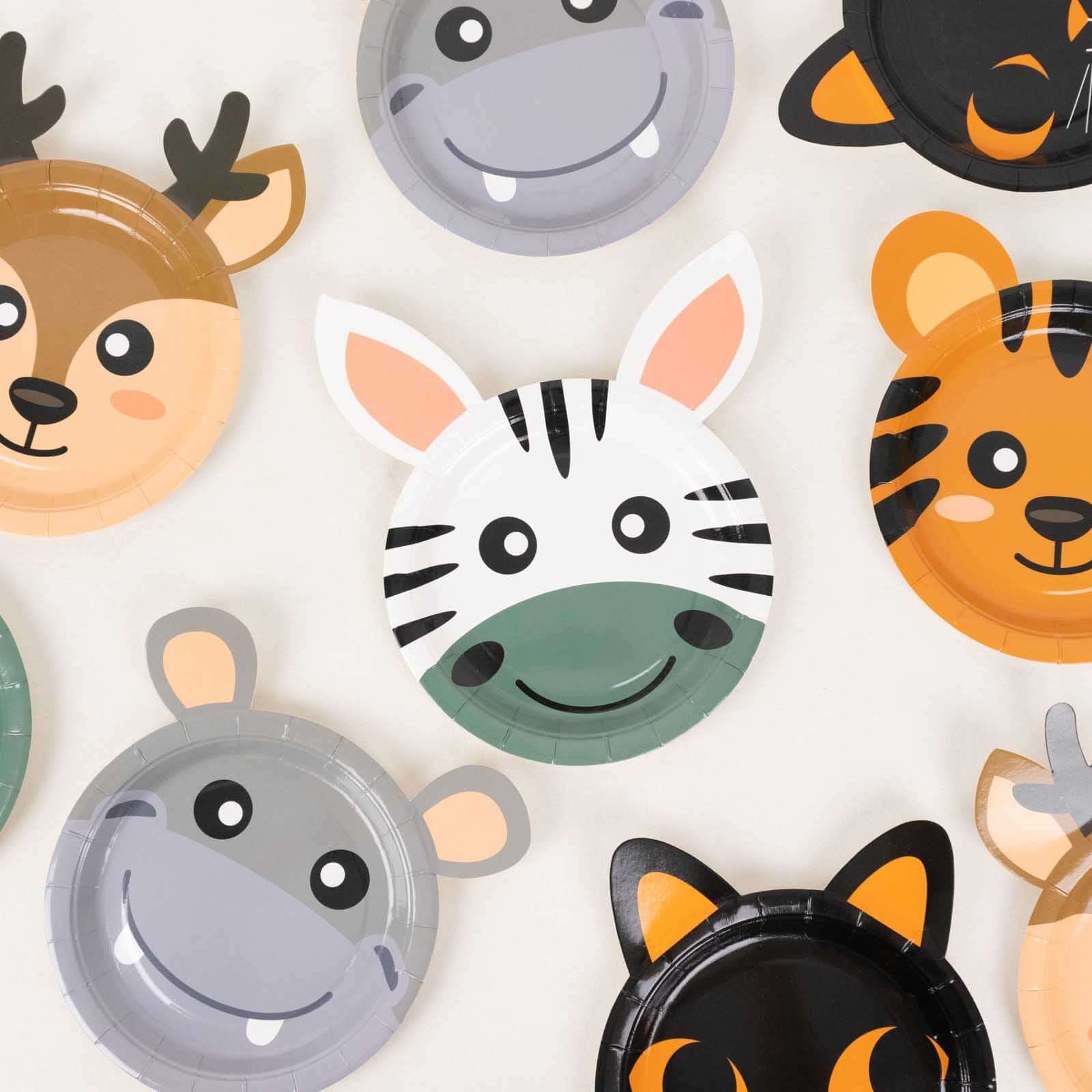Great Deal! Set of 25 Disposable Paper Round Plates with Assorted Jungle Animal Prints for Themed Parties