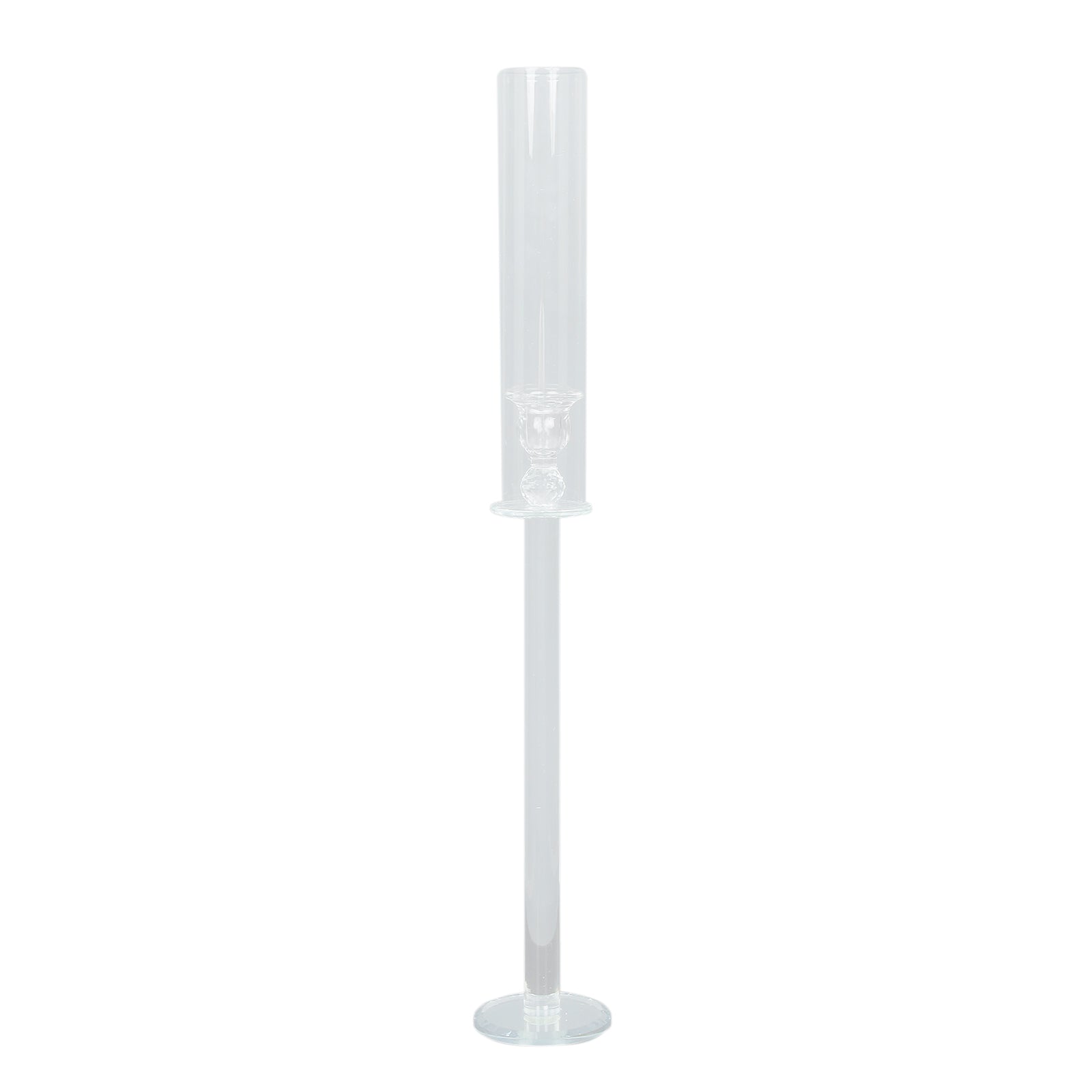 2-Pack Tall Clear Crystal Glass Hurricane Taper Candle Holders, Decorative 26-Inch Stands