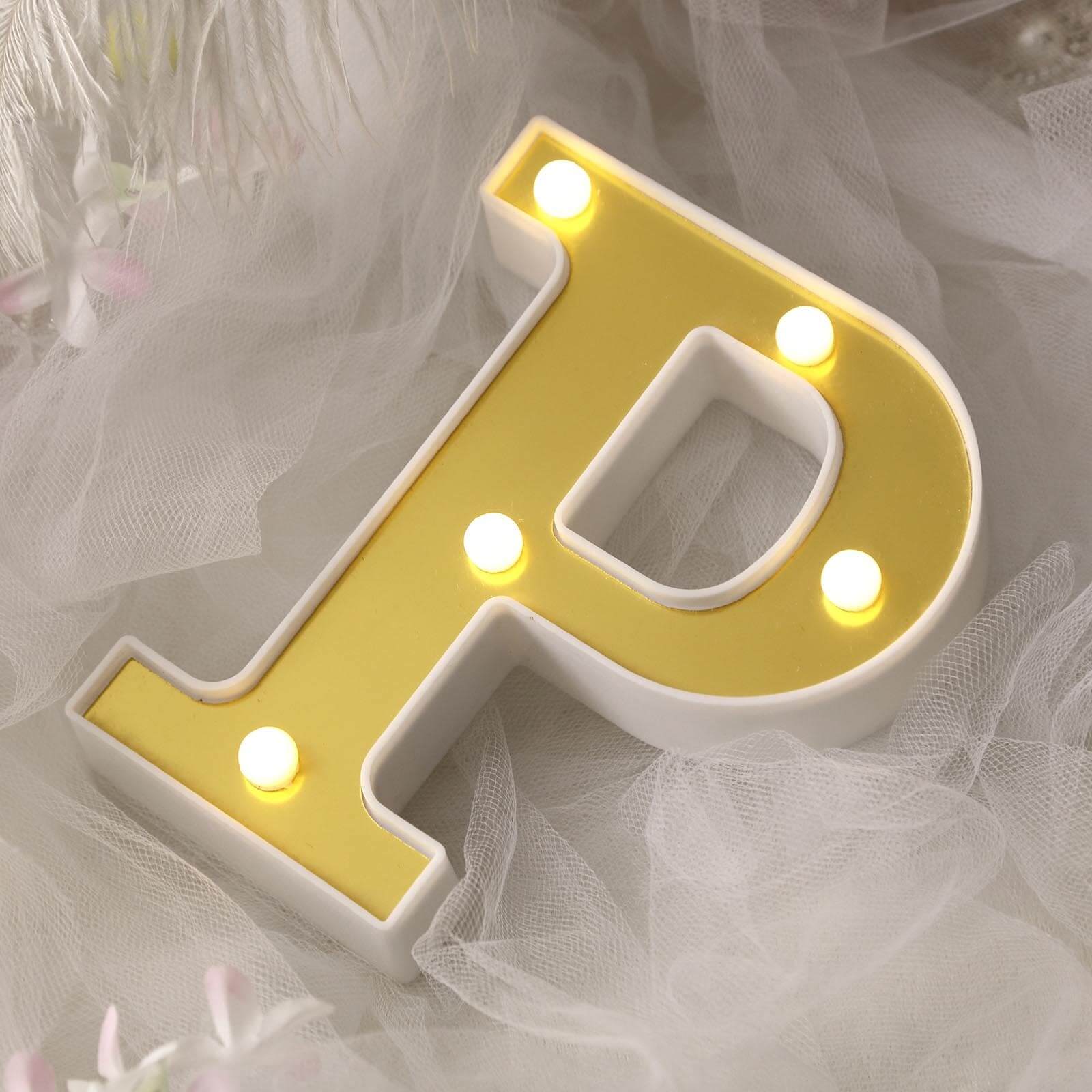 Hot! 3D Gold Marquee Letter P with 5 Warm White LED Lights - Ideal Event Decor, 6'